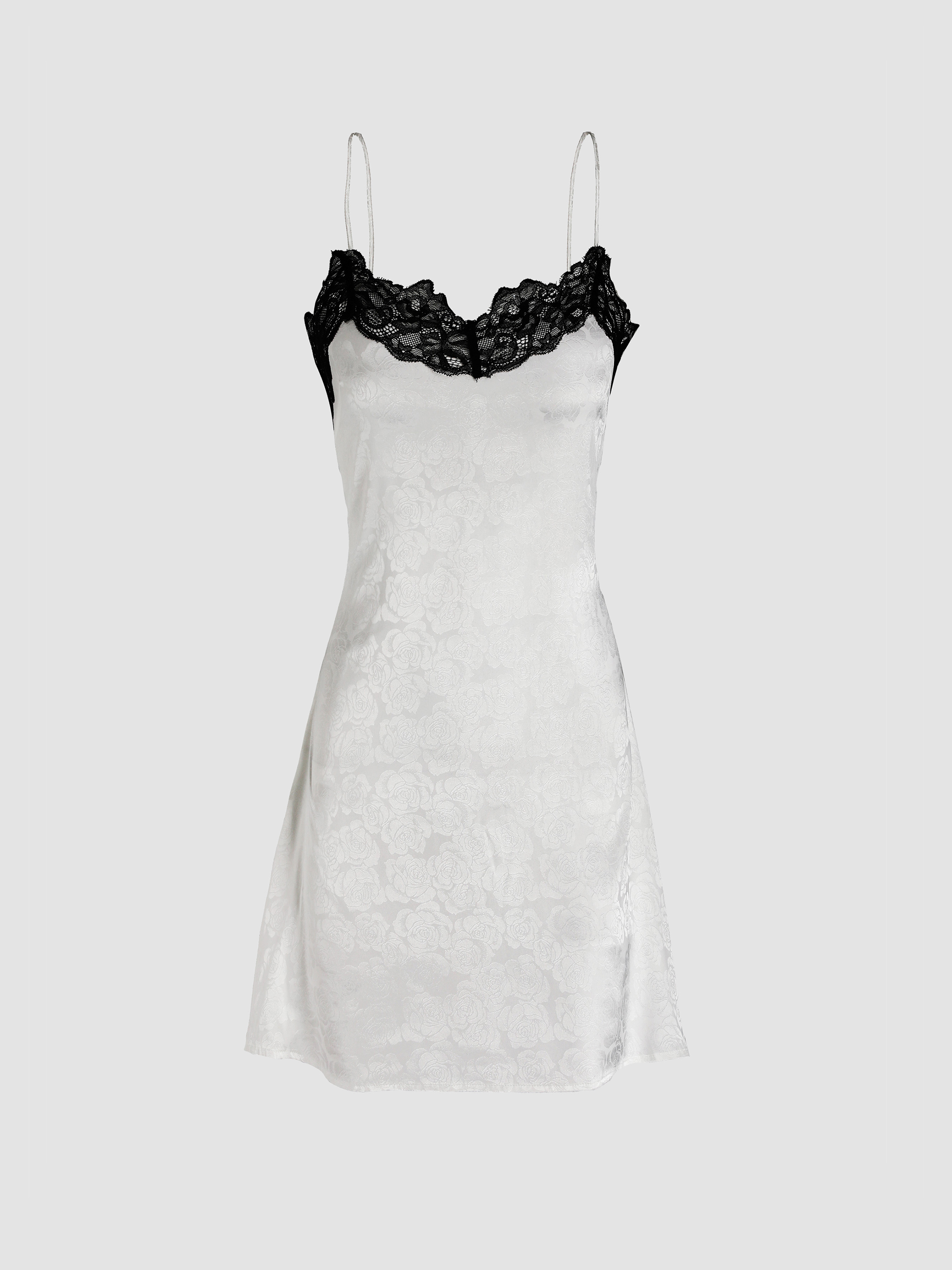 Floral Jacquard Lace Backless Mini Dress Cider