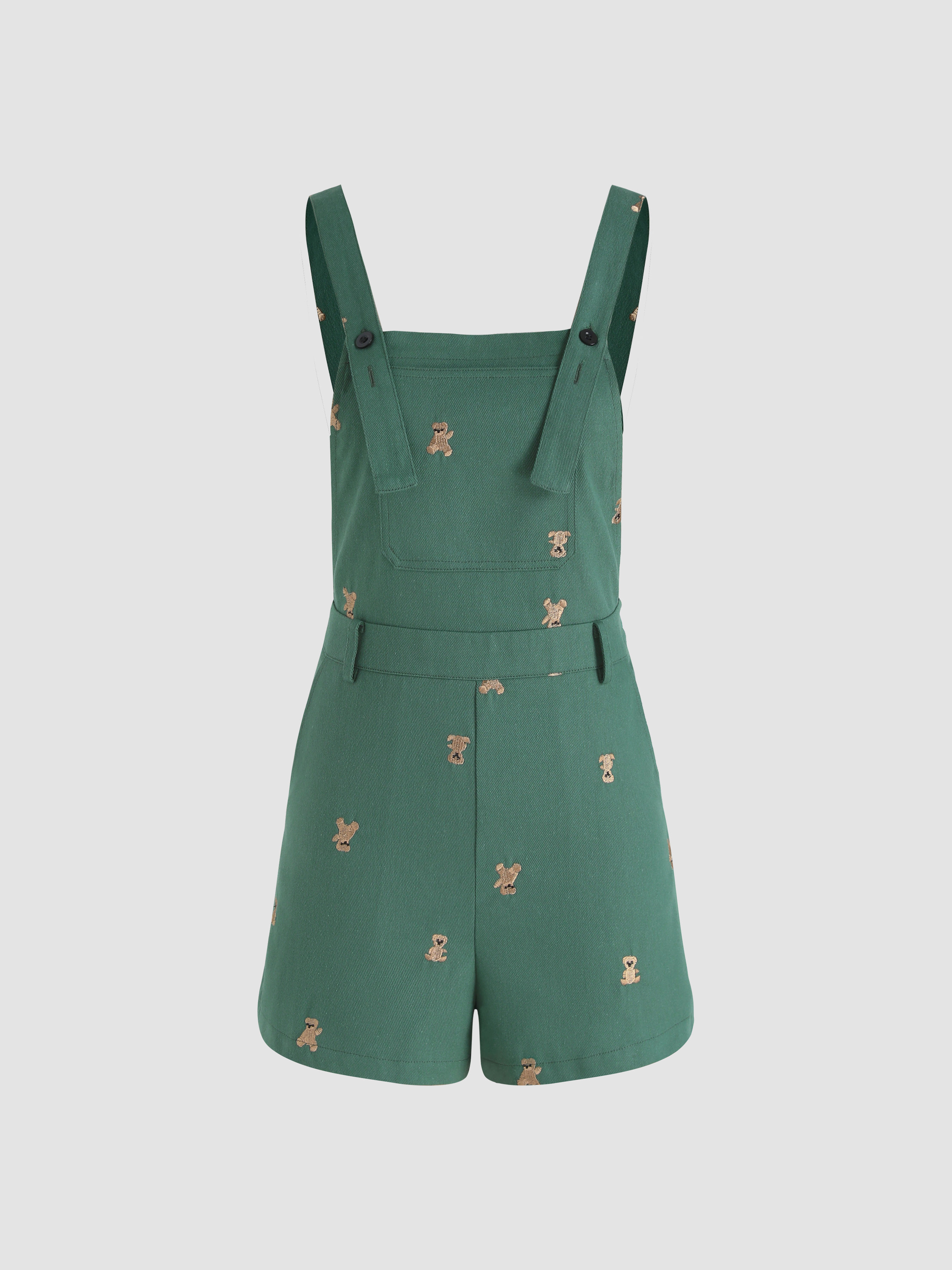 Bear Embroidery Playsuit For Vacation