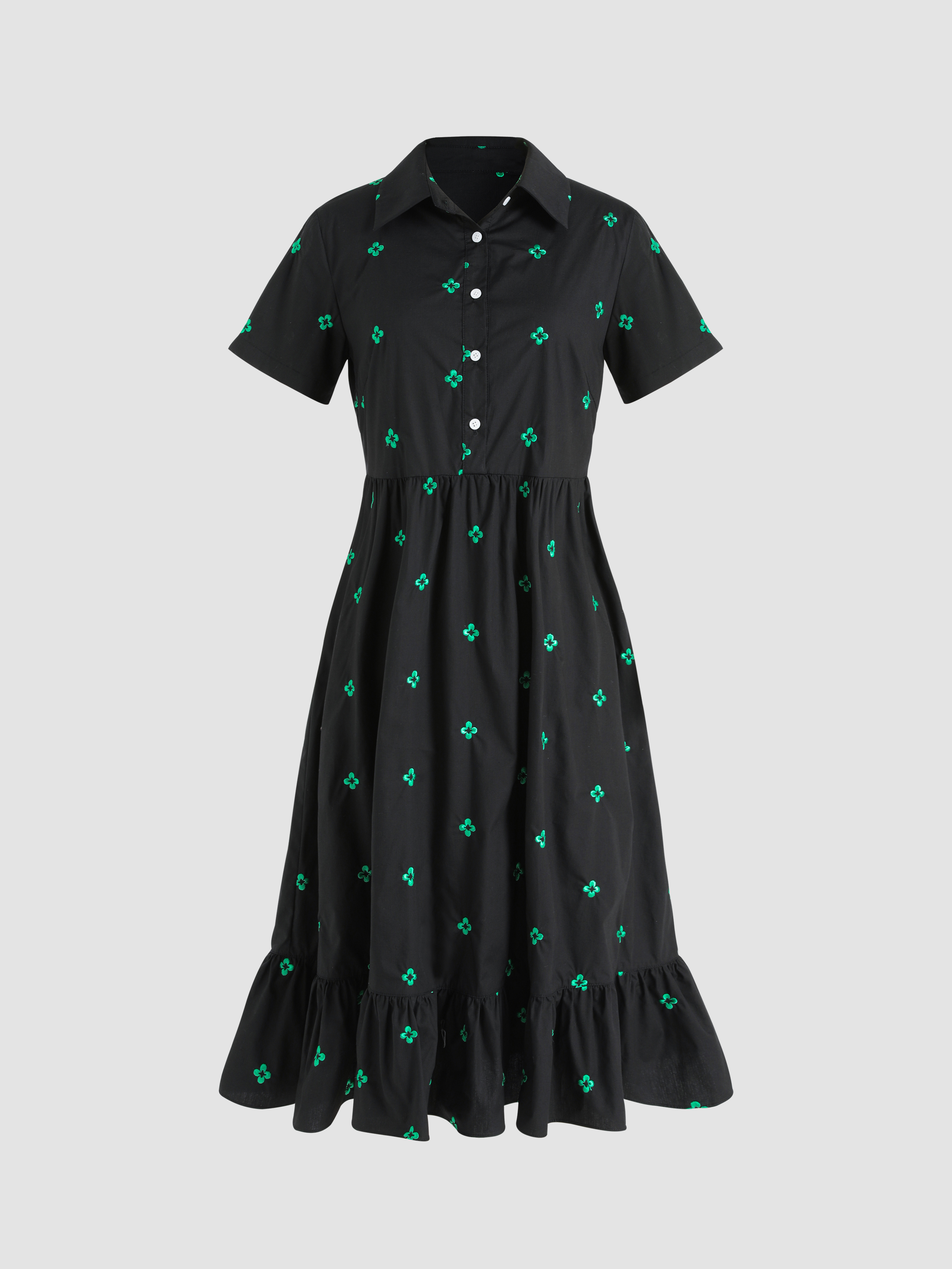 Floral Embroidered Collar Maxi Dress Cider