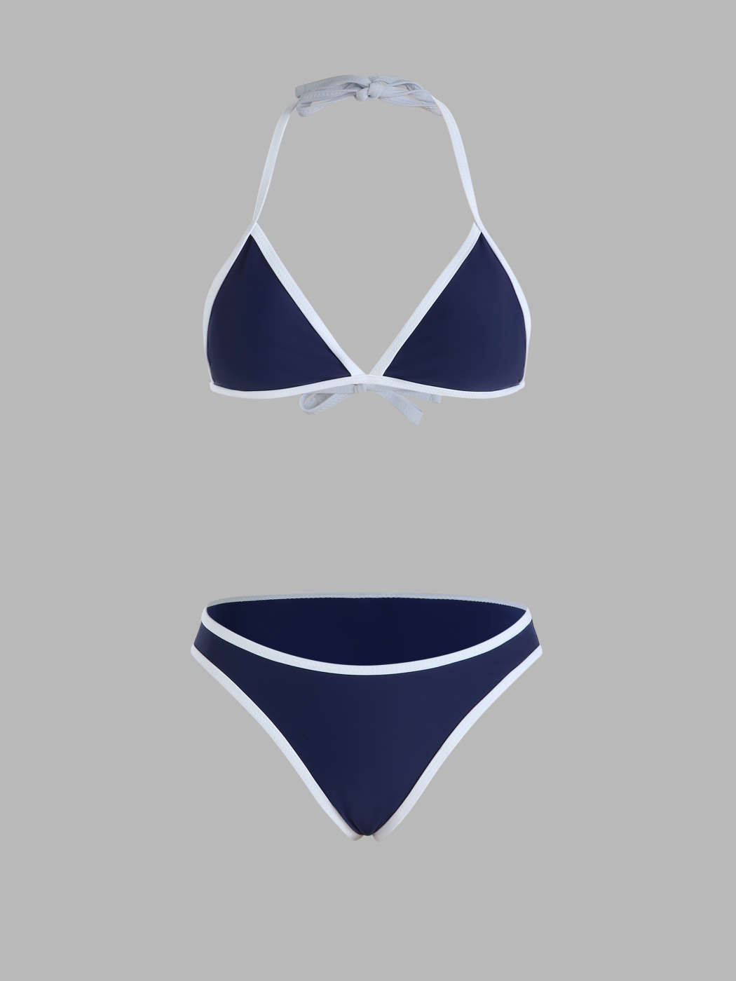 Contrast Trim Triangle Suspender Bikini Swimsuit