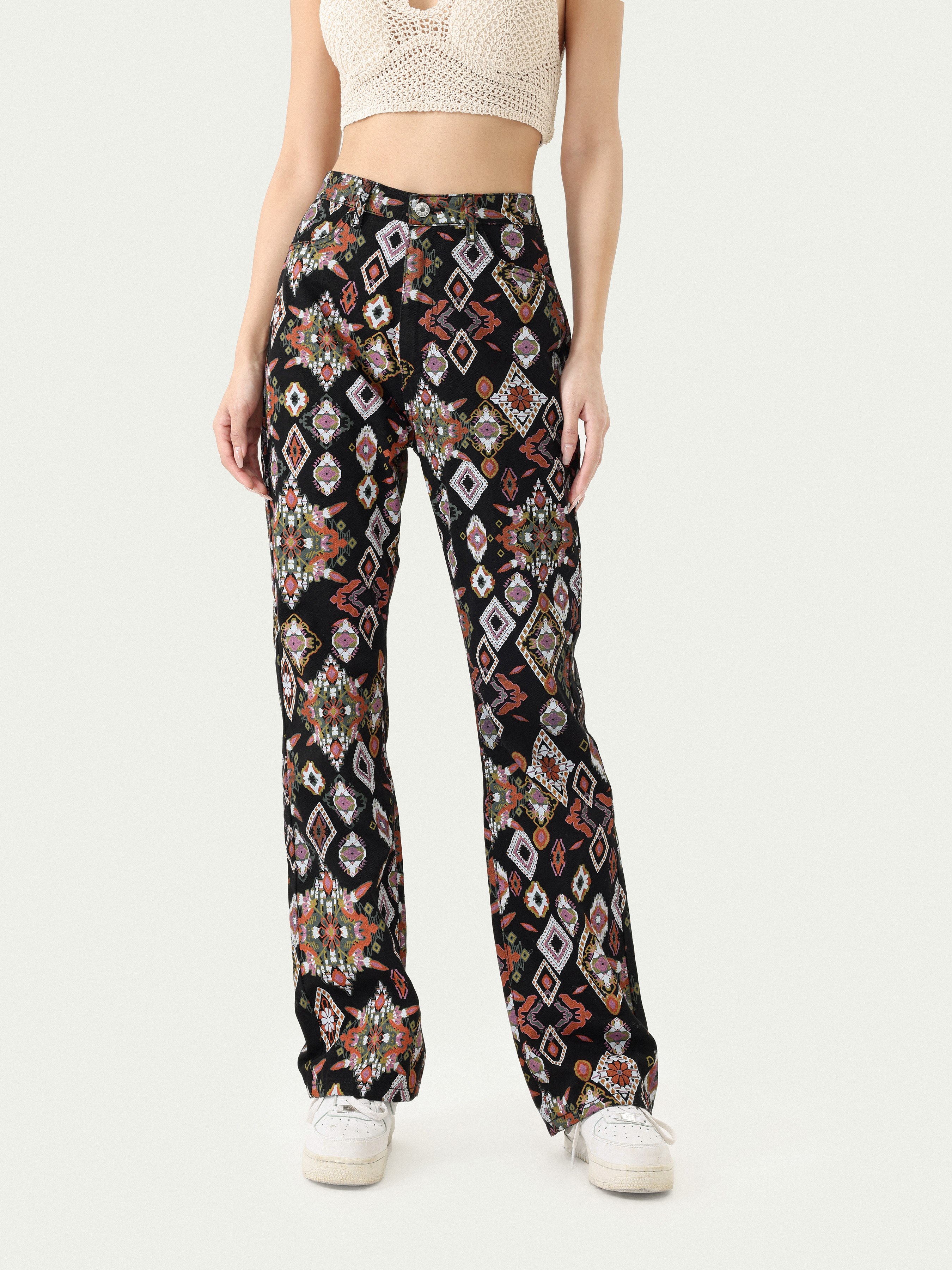 Pants & Jumpsuits | Geometric Tribal Print Wideleg Flare Pants Bottoms  Trousers Slacks Size M | Poshmark