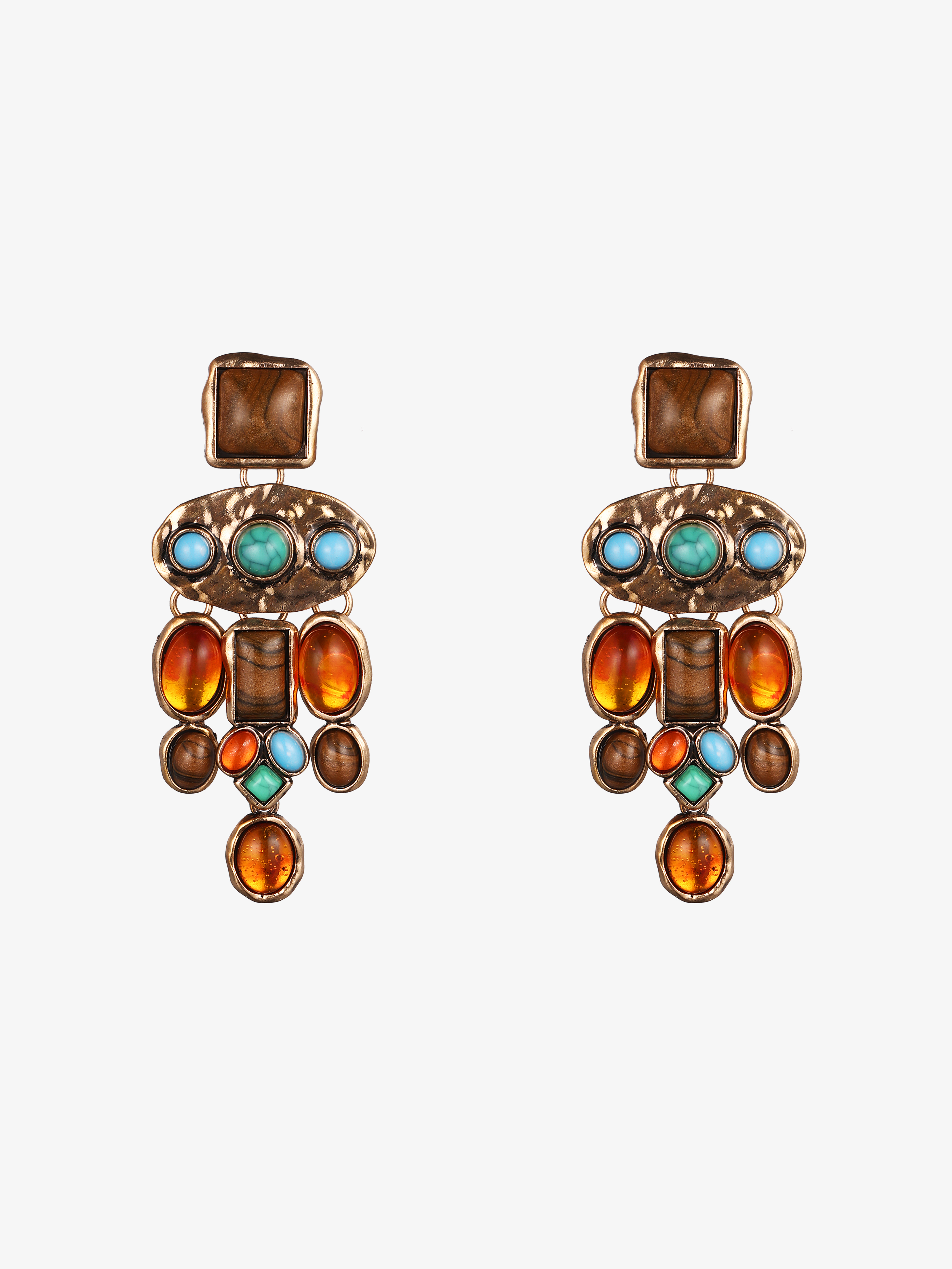 Gemstone Tassel Earrings Cider