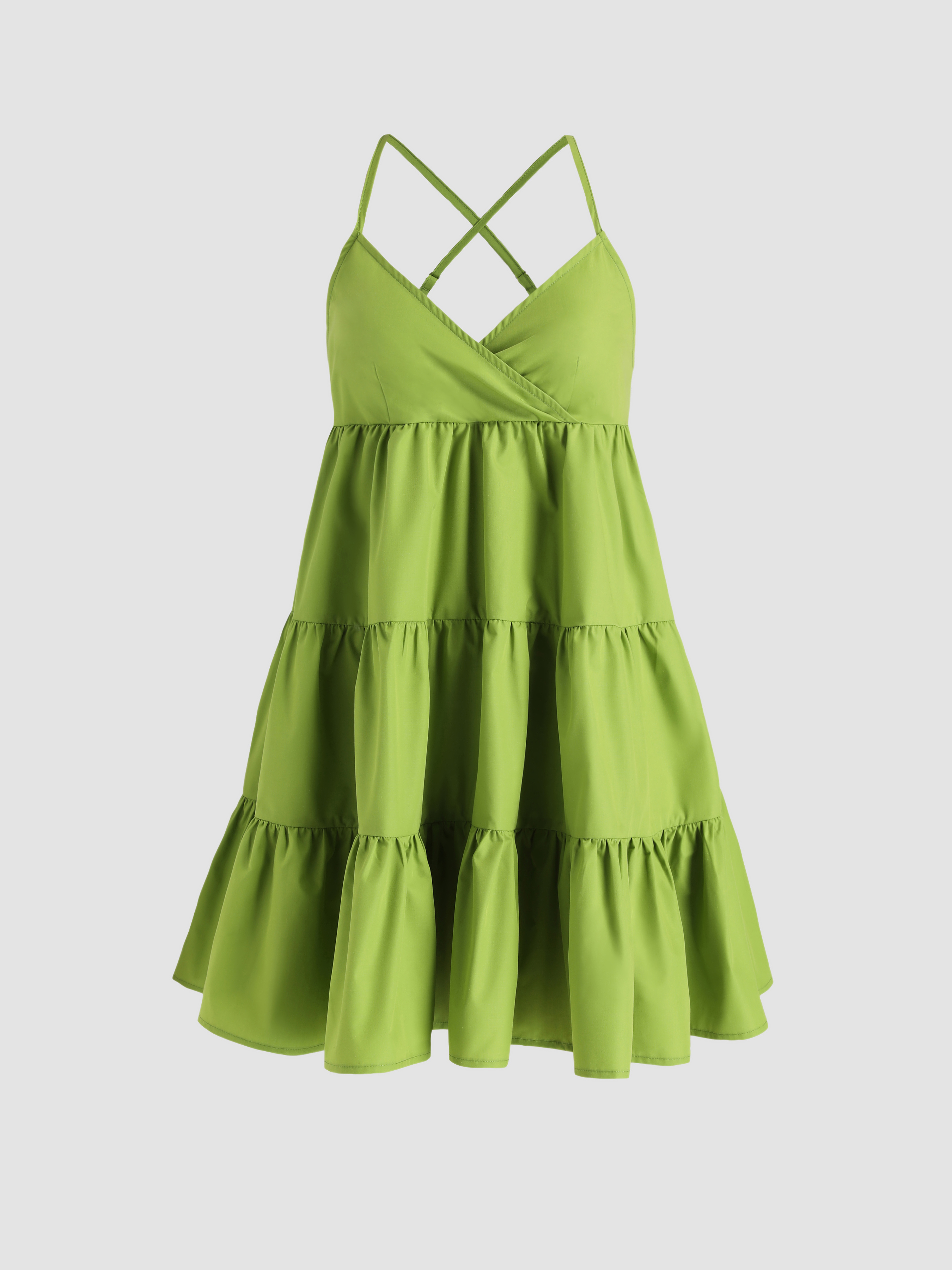 Solid Layered Babydoll Dress Cider