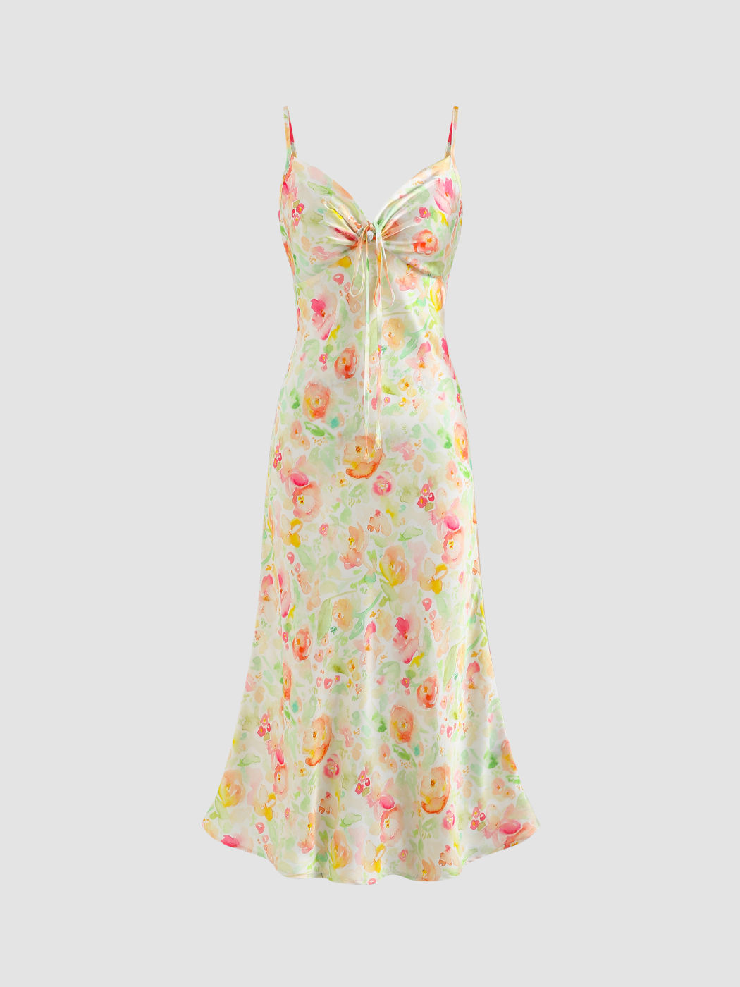 Midi-Kleid mit Aquarell-Blumenmuster