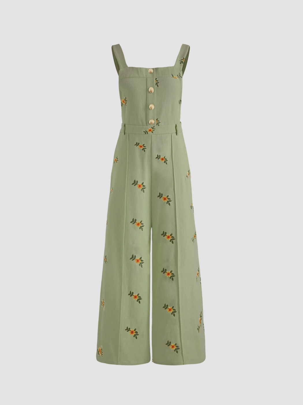 Jumpsuit mit Blumenmuster und eckigem Ausschnitt