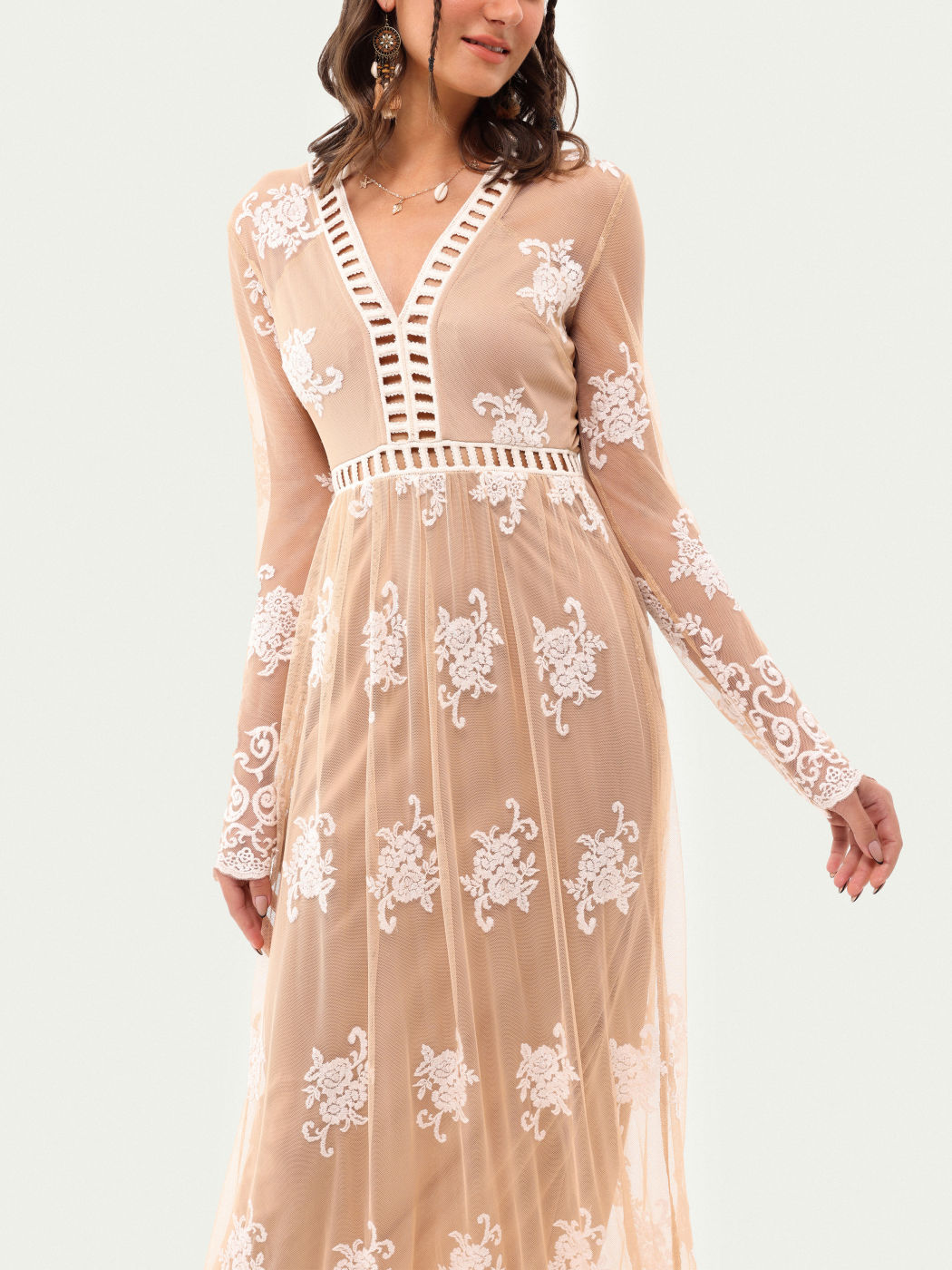 Lara Floral Patchwork Lace Maxi Dress