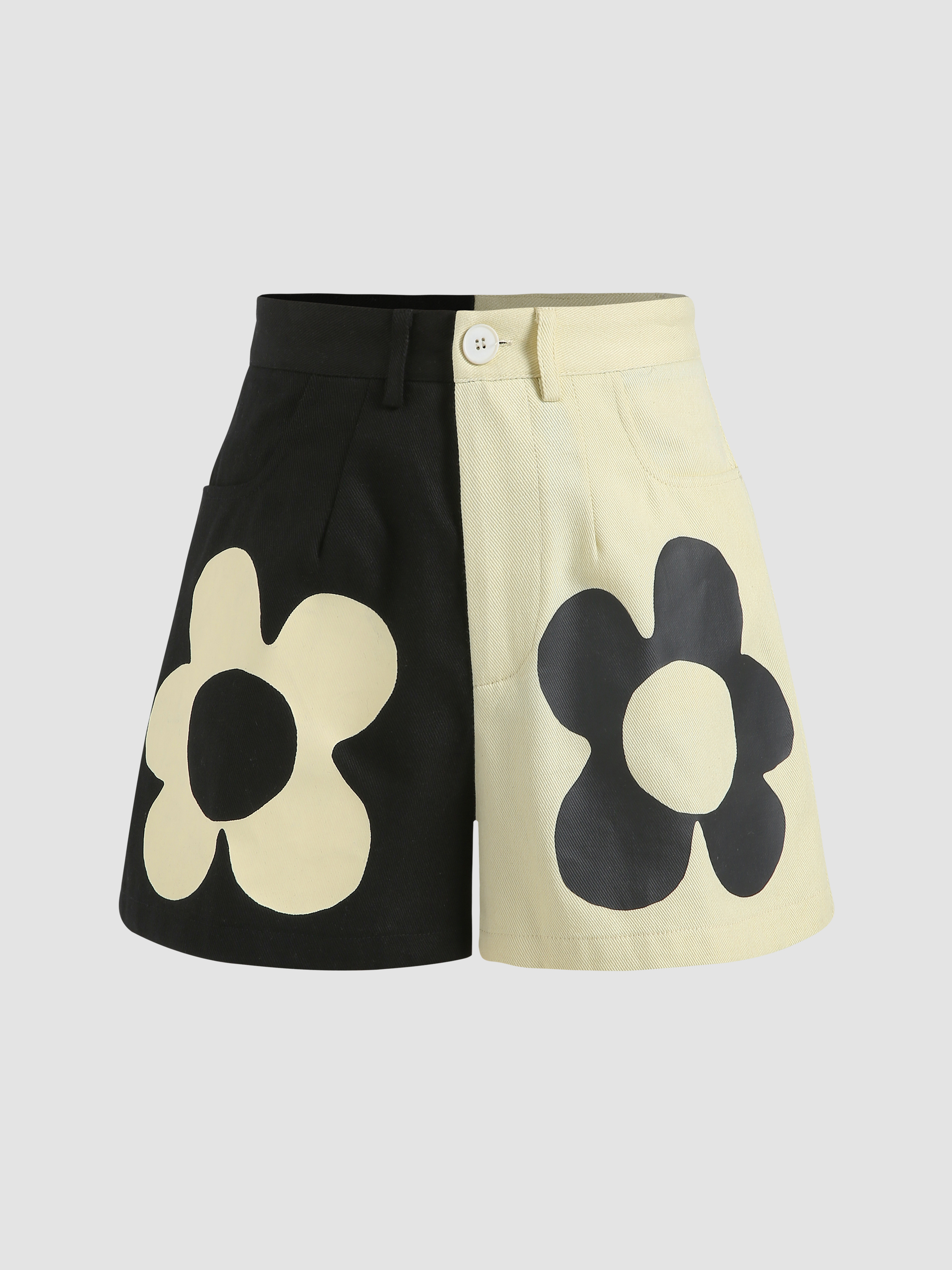 Black and white flower 2024 shorts