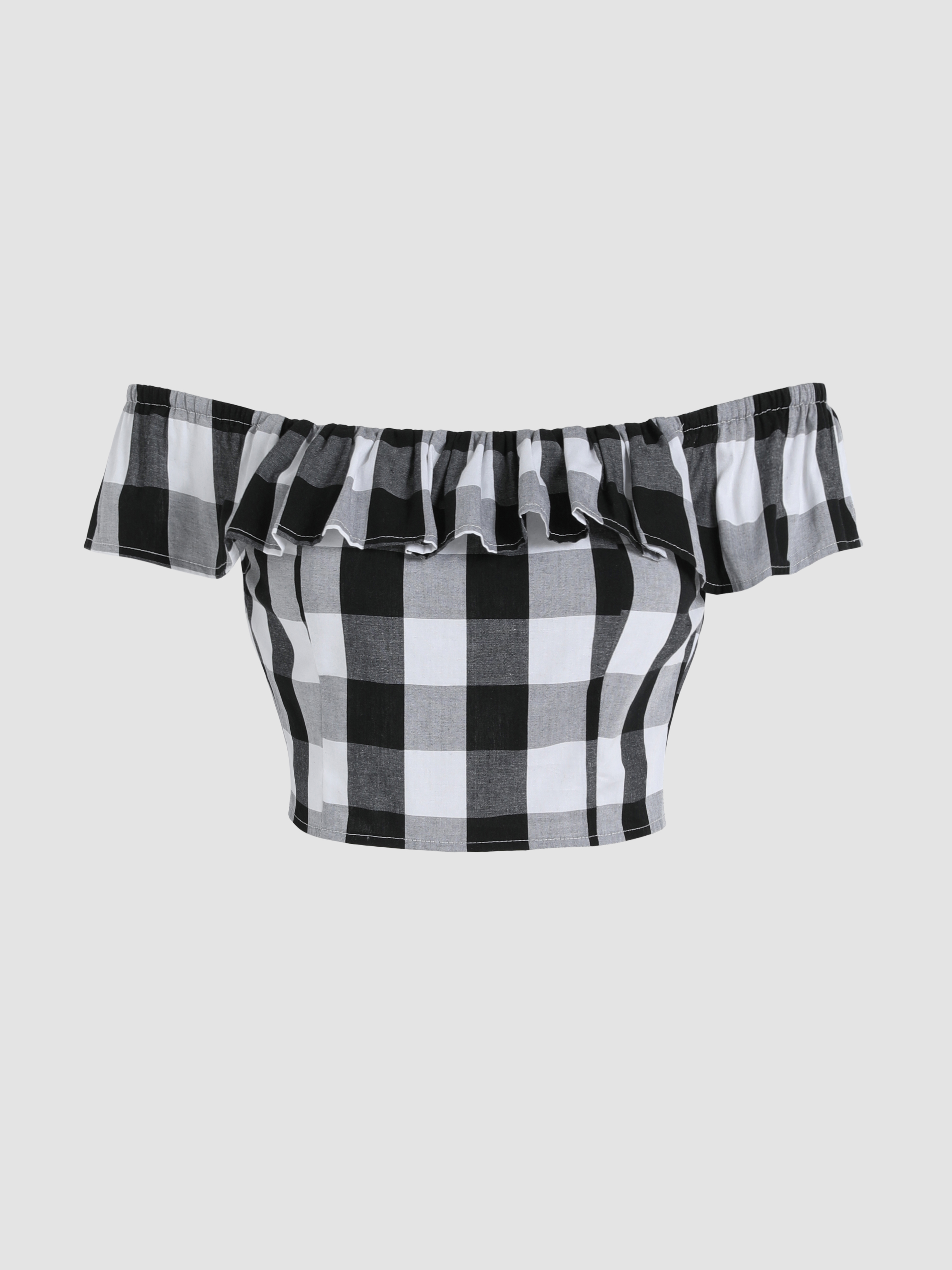 Gingham Ruffle Crop Top Cider