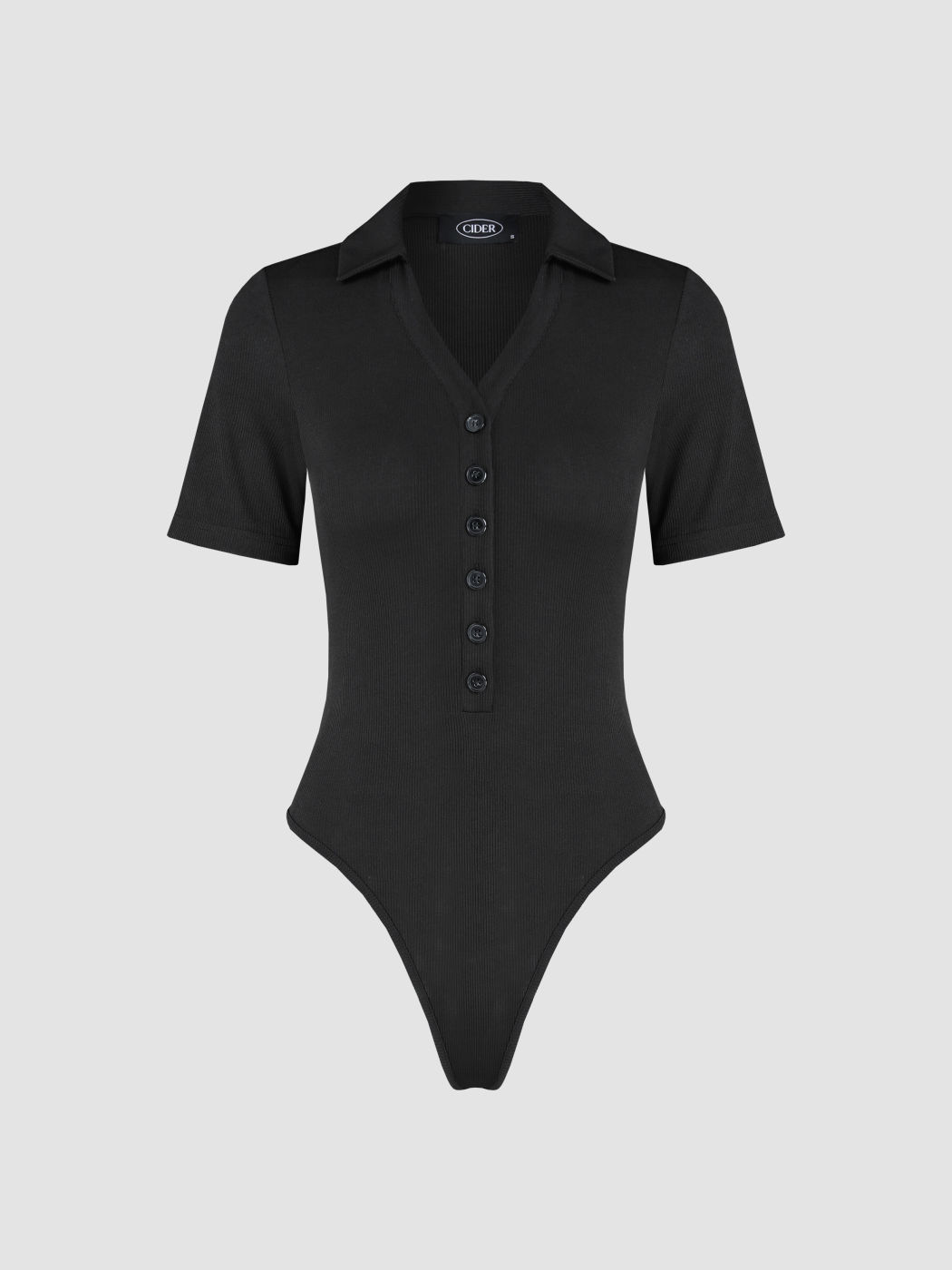 Einfarbiger Bodysuit mit geknöpftem Kragen