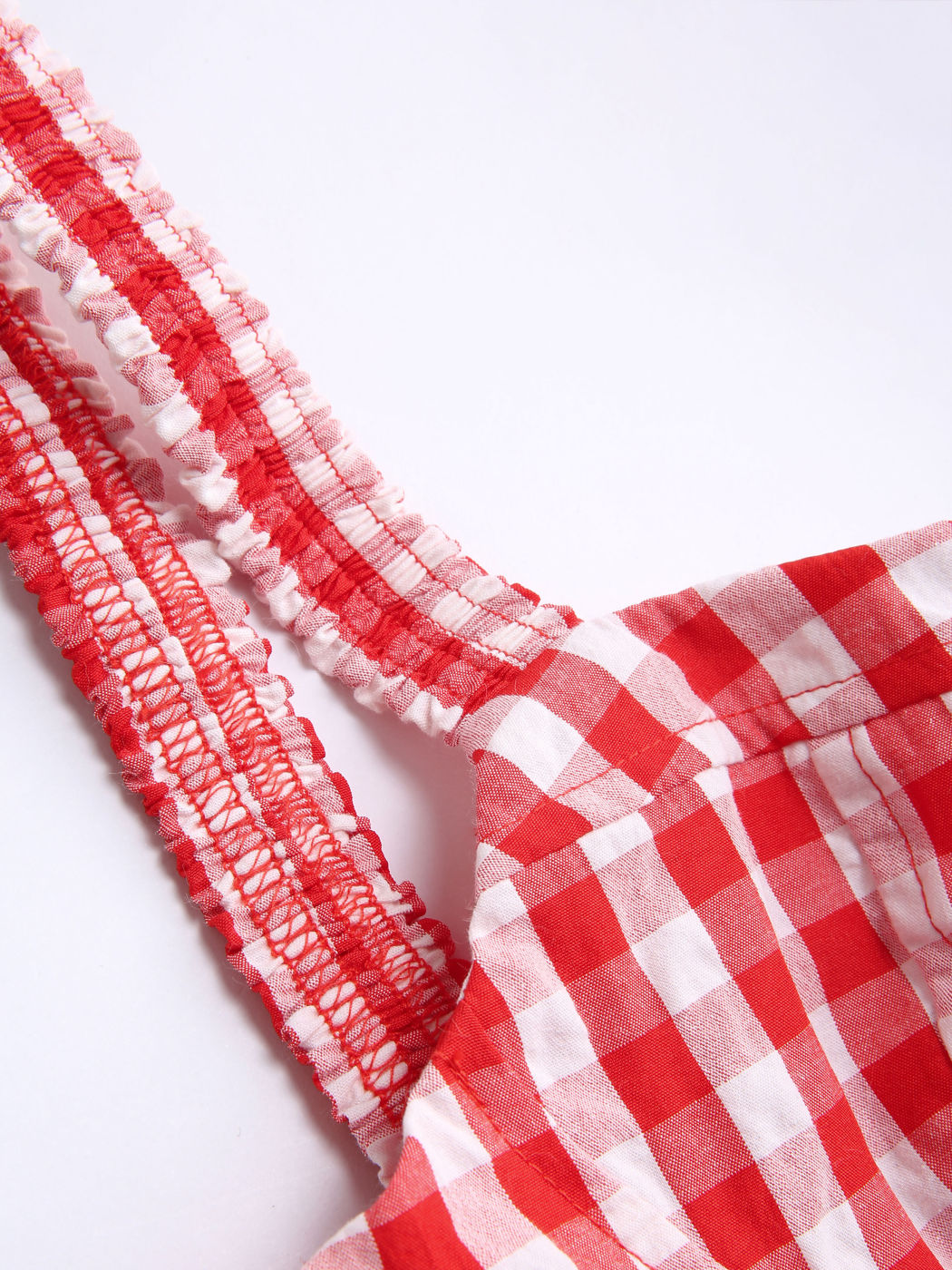 Gerafftes Minikleid mit Gingham-Print