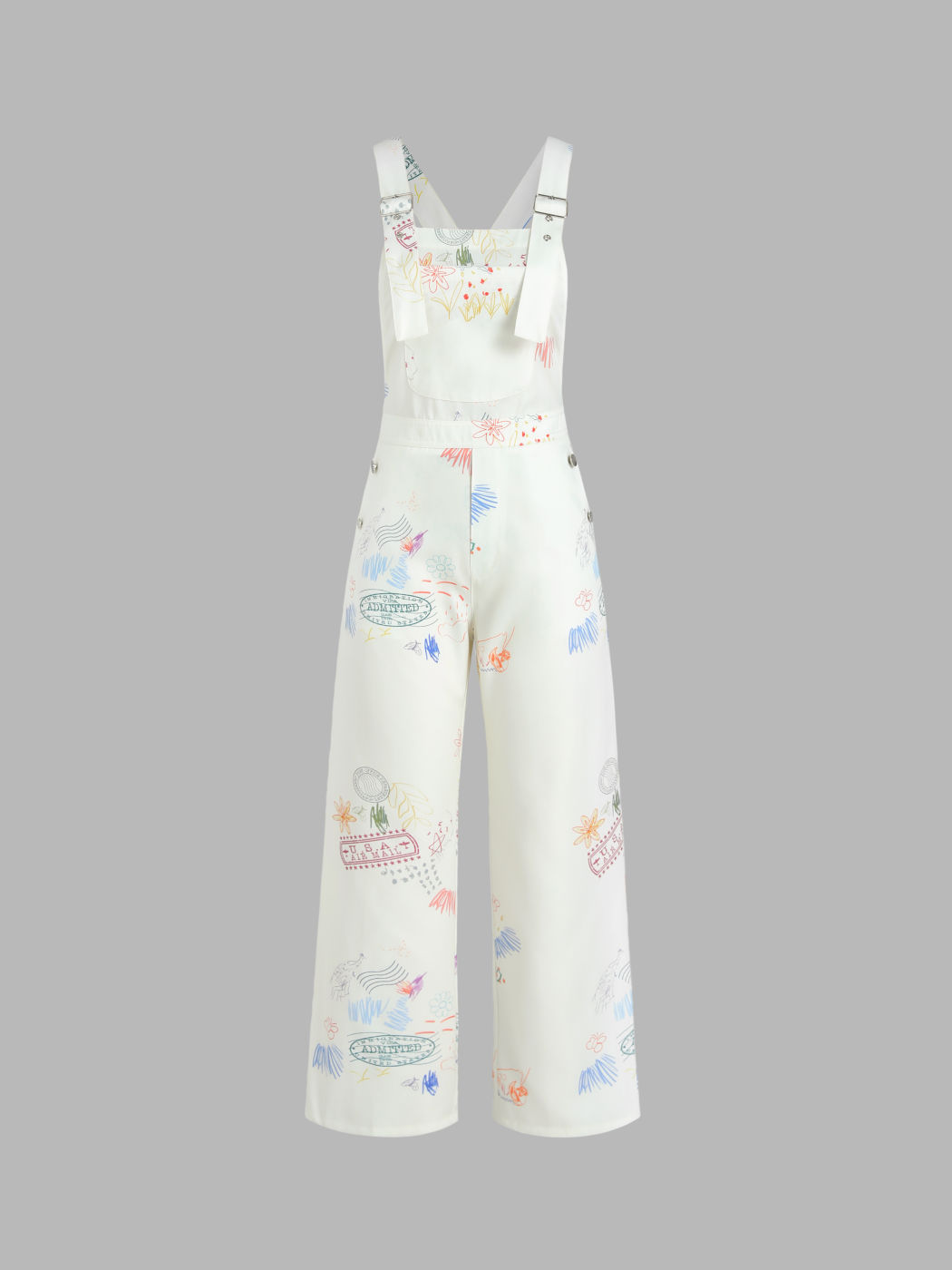 Witziger Jumpsuit mit weitem Bein und Graffiti-Print