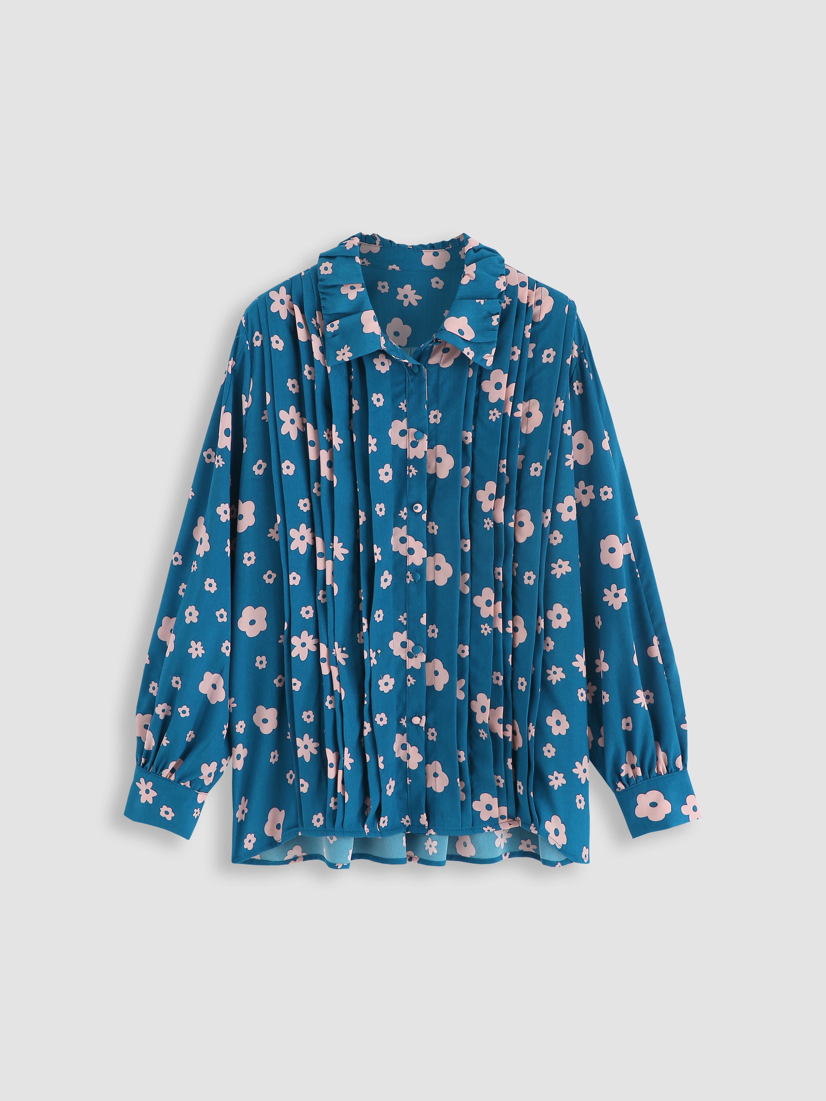 Floral Print Pleated Blouse - Cider