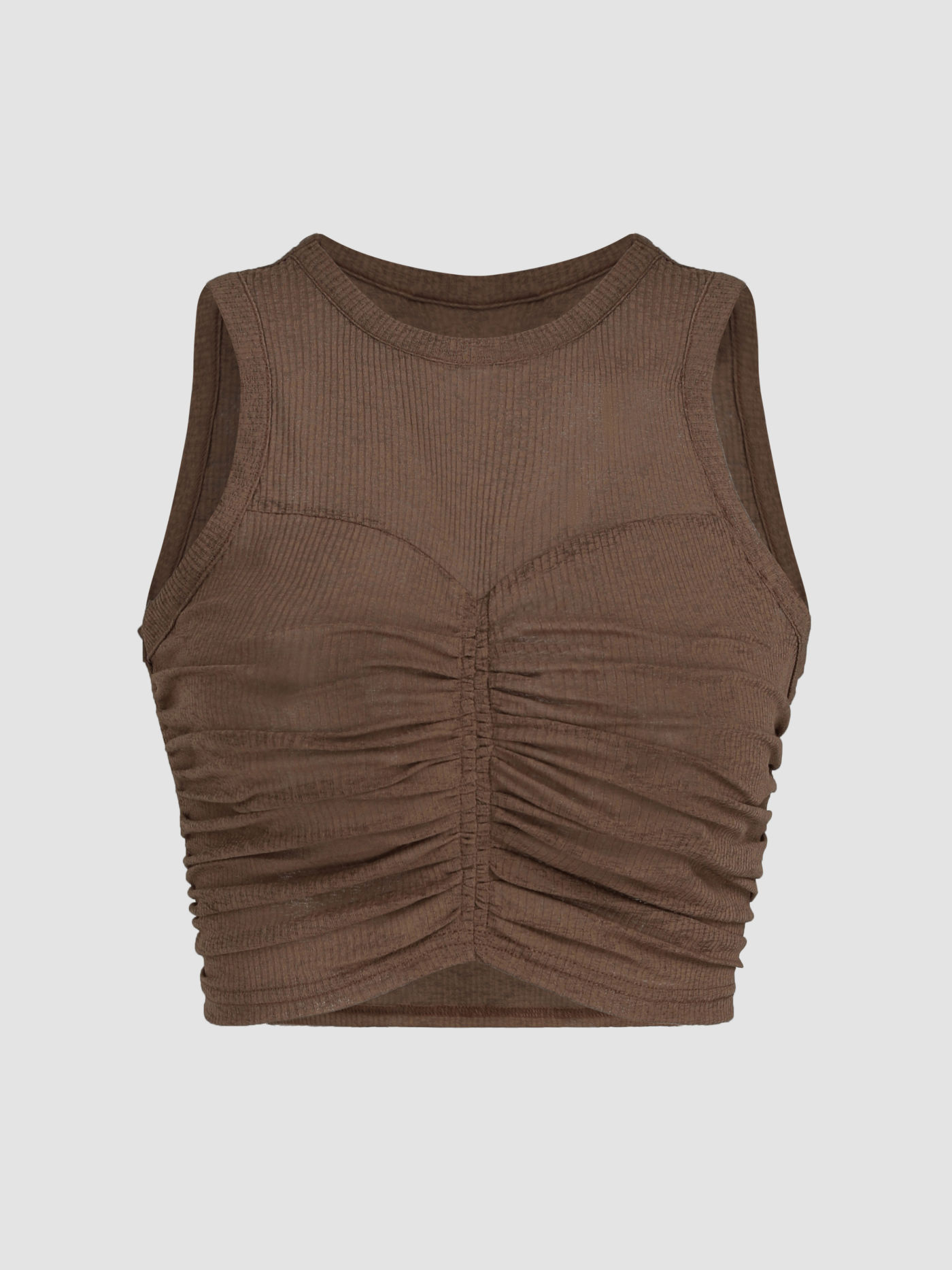 Solid Ruched Rib Tank Top