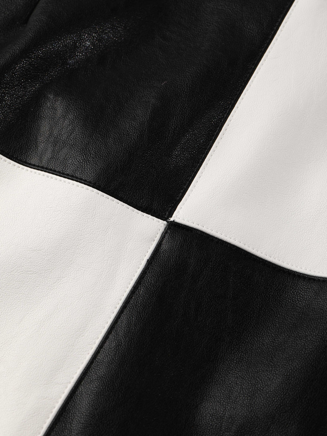 Checkerboard Leather Mini Skirt