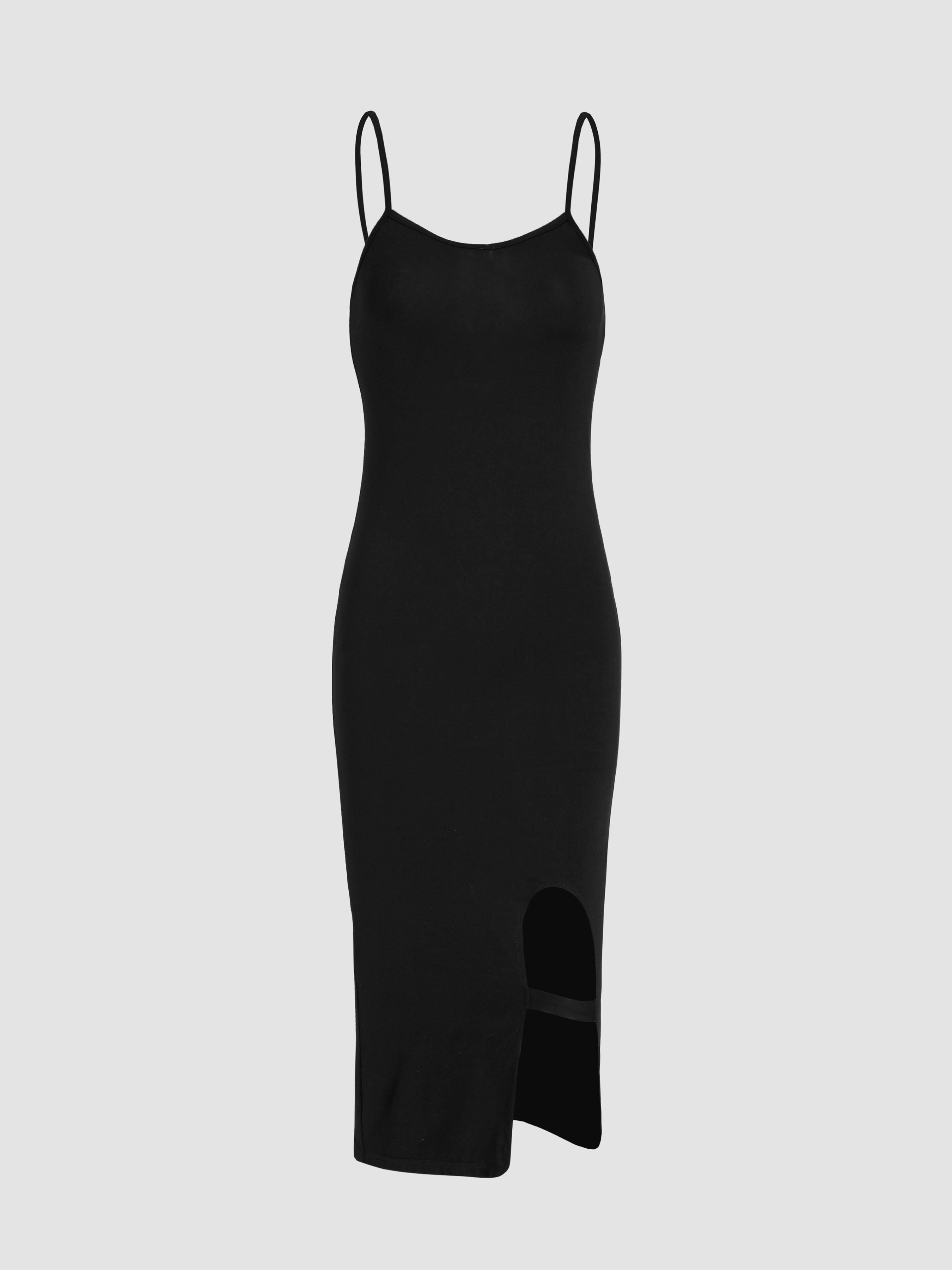 Solid Slit Bodycon Midi Dress Cider 0944