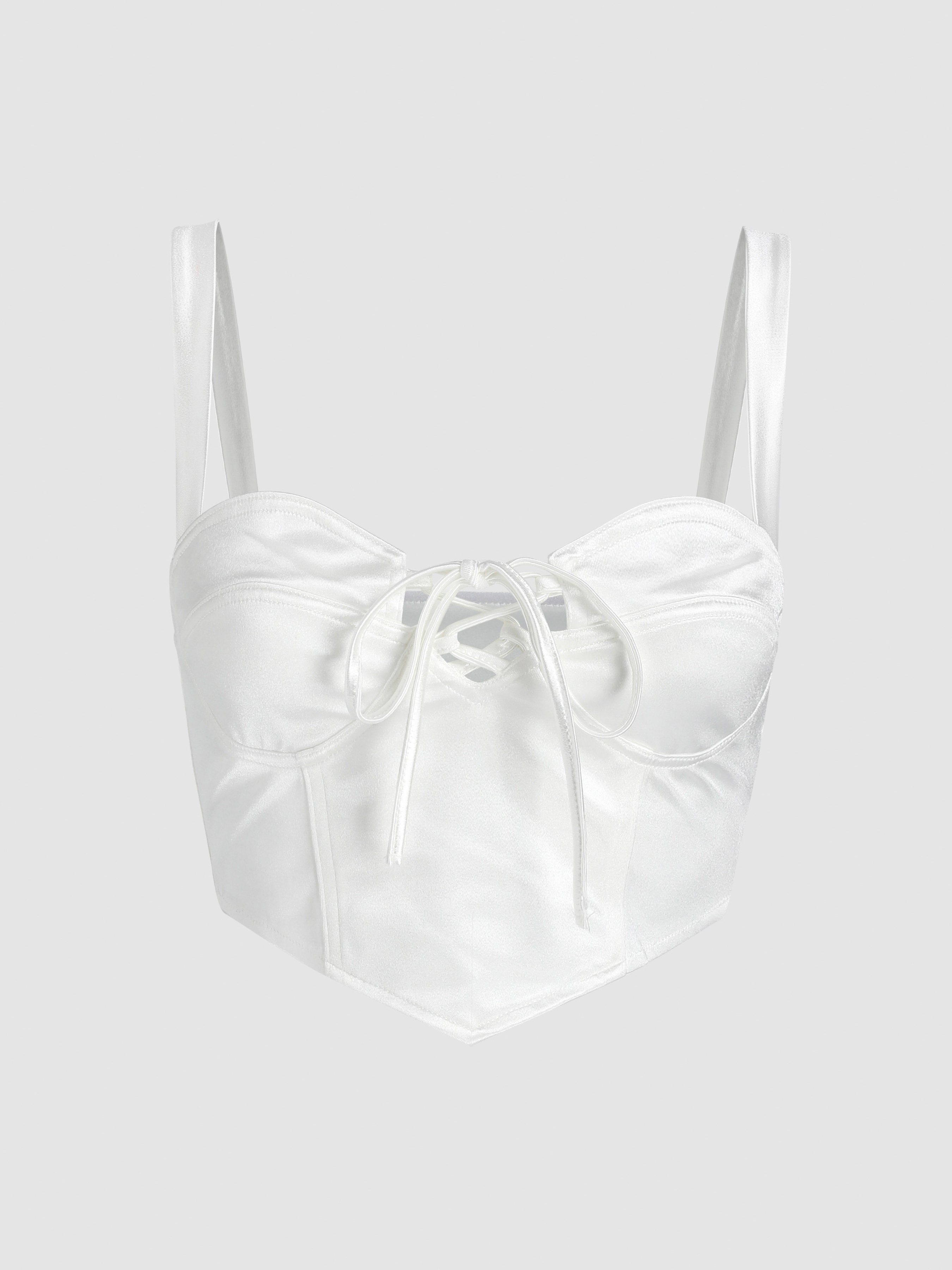 Solid Lace UP Corset Tank Top Cider