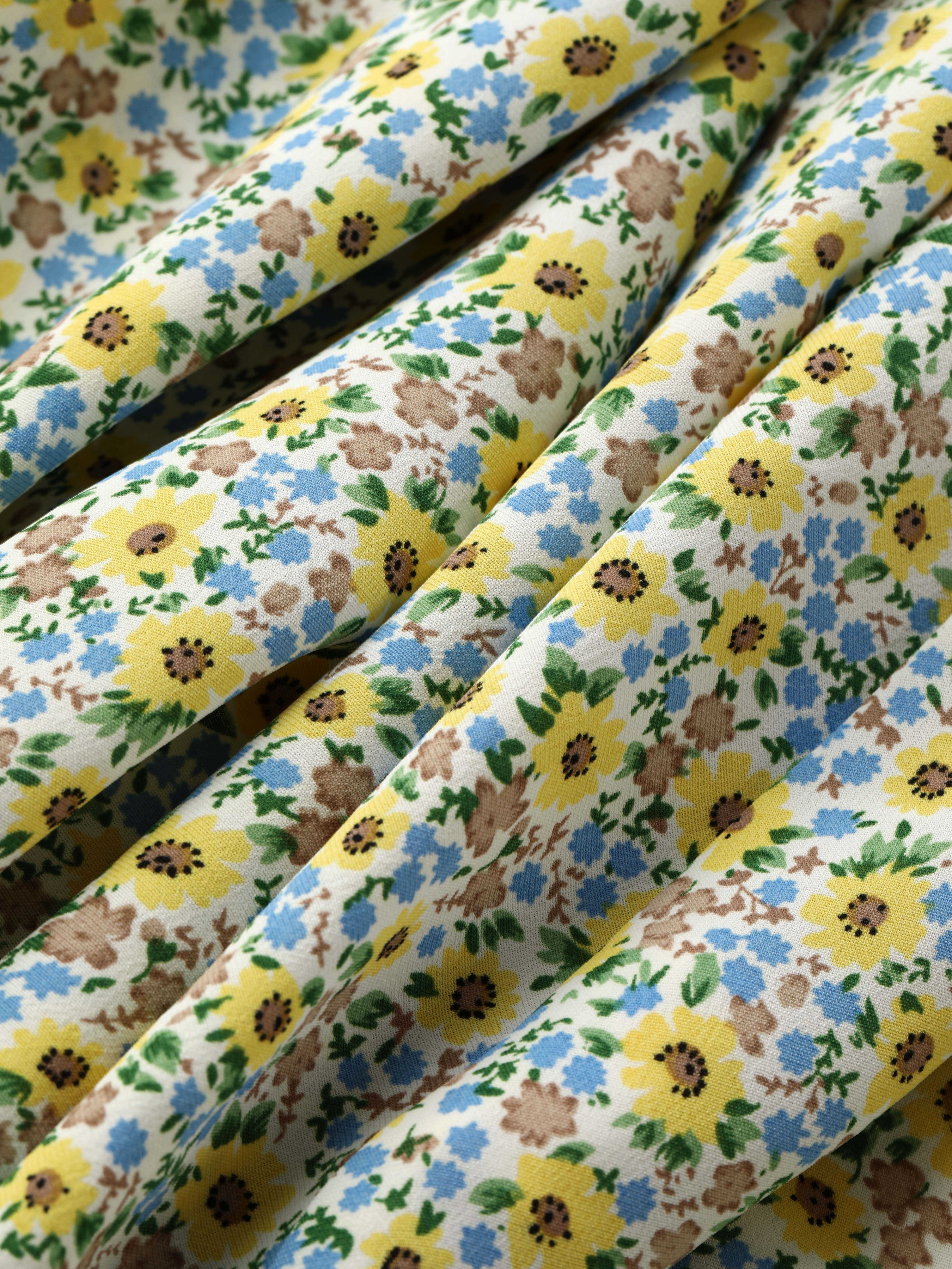 Shipping in mid-July] [New color] Sunflower-Printed Midi Dress