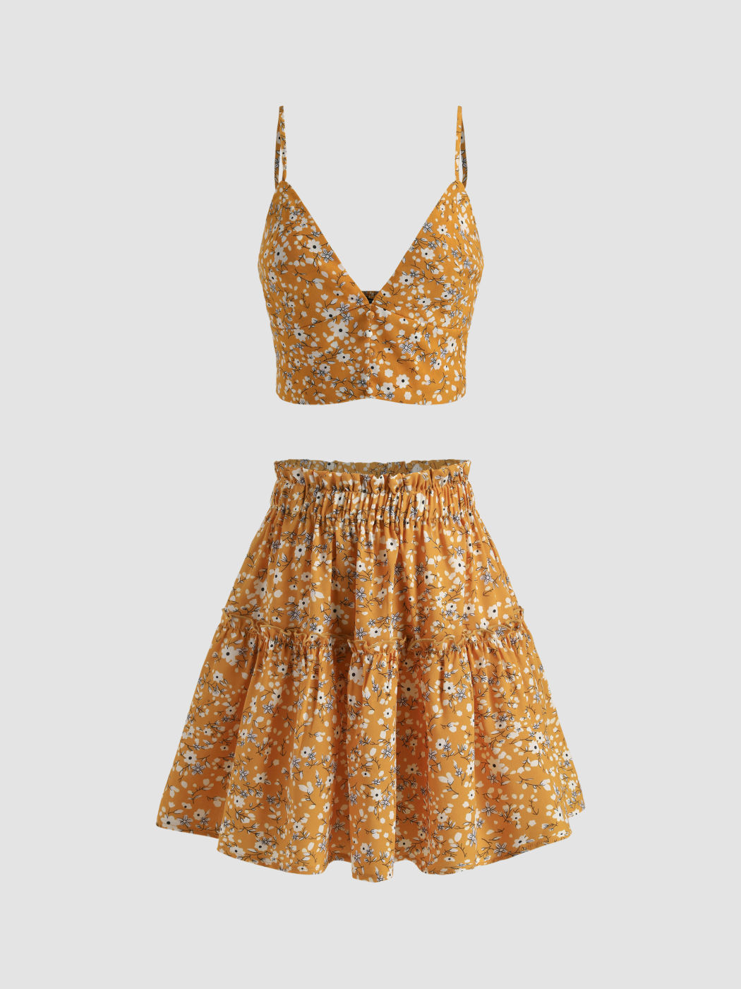 Ditsy Floral Crop Tank Top & Skirt Set