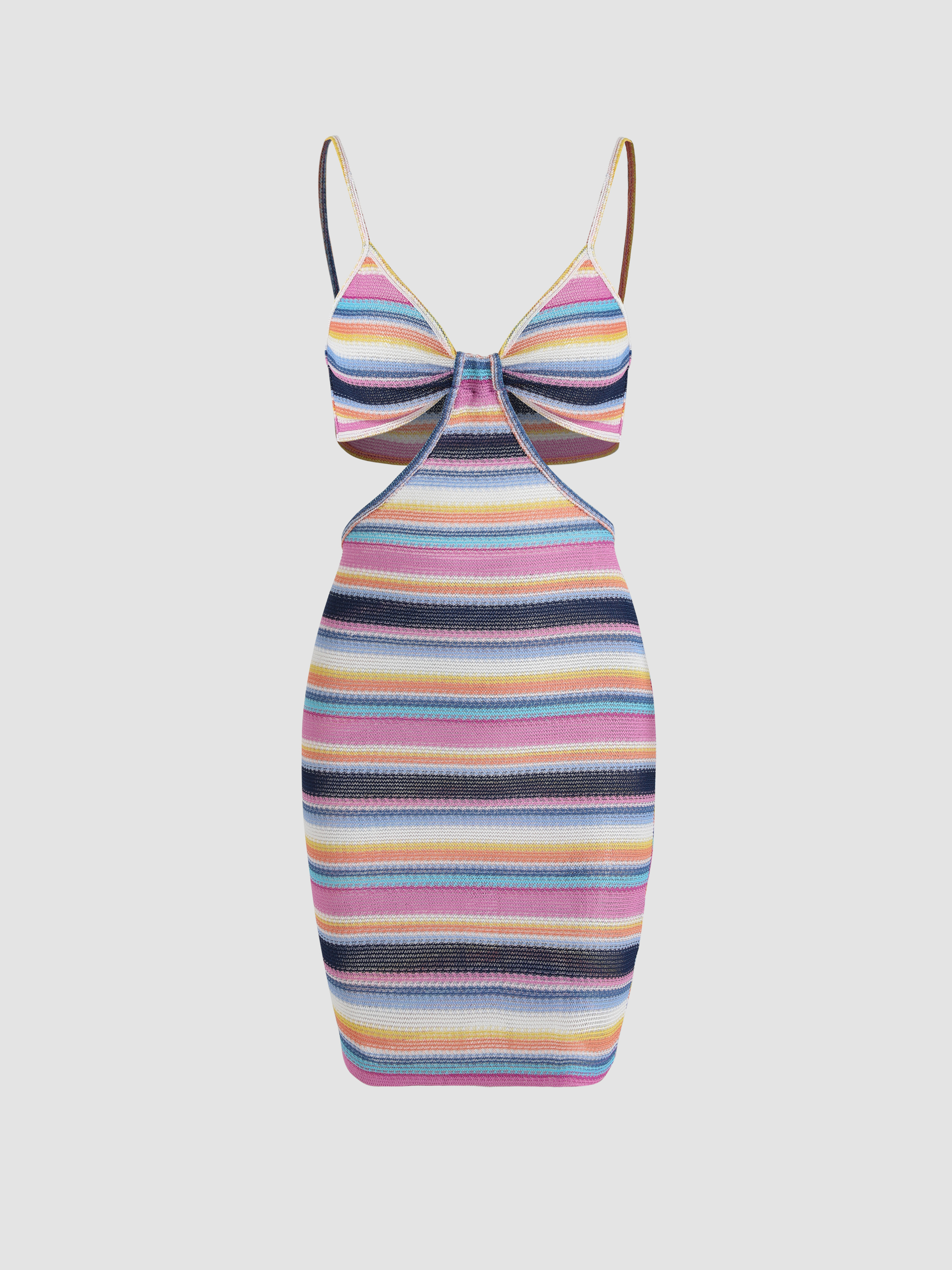 Striped Cut Out Knit Cami Dress Cider