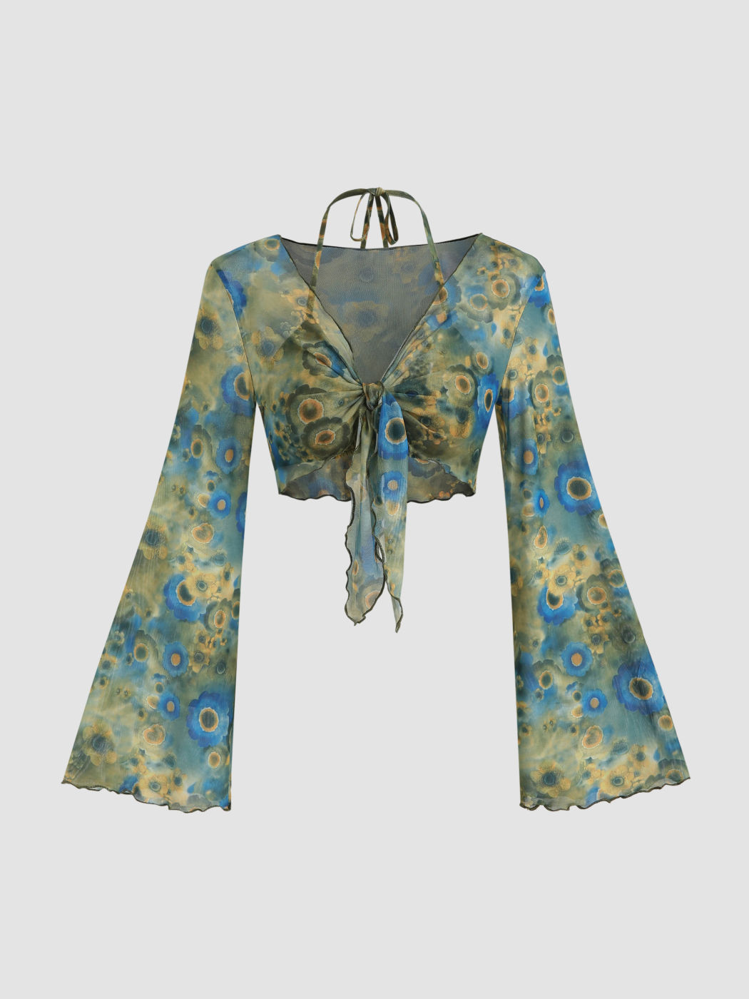  Boho Babe Kurzes Langarm-Oberteil