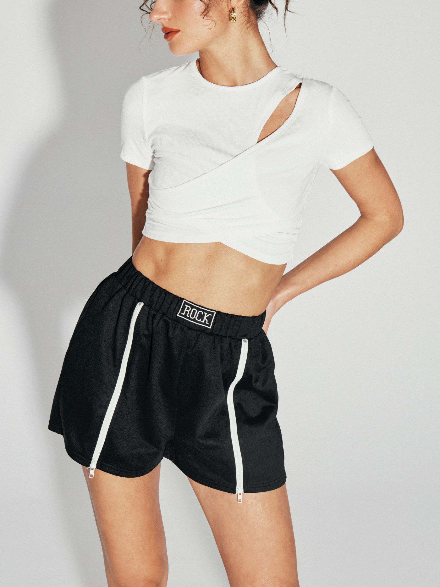 Solid Cut-Out Crop Tee Top