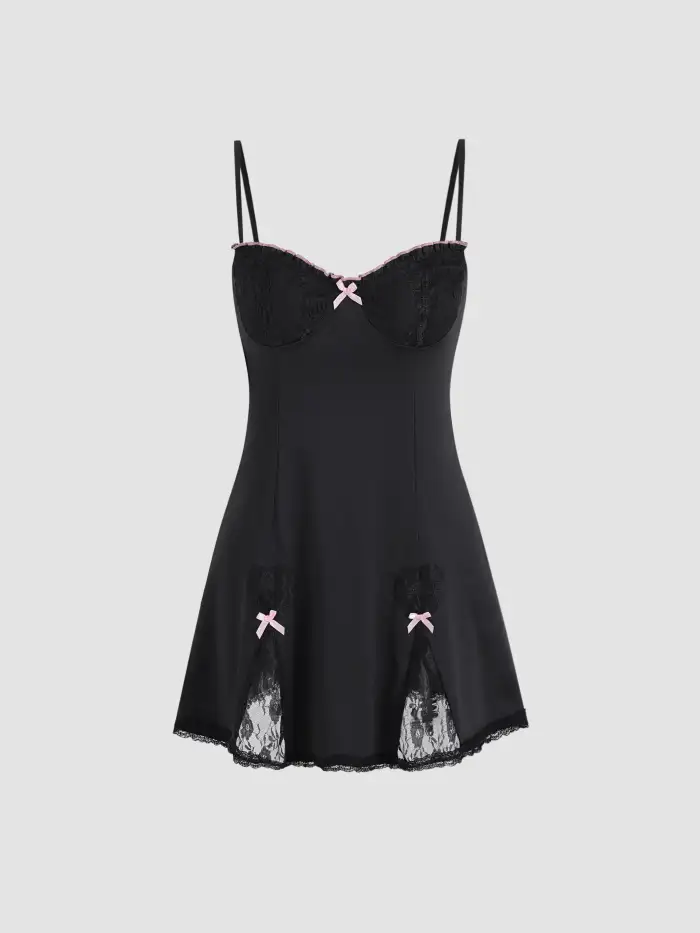 Lace Trim Mini Dress - Cider