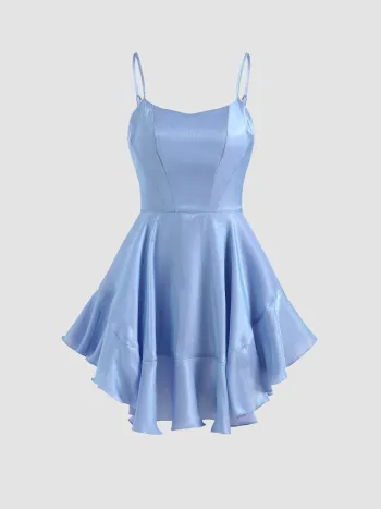 Metallic-Minikleid mit Rüschen
