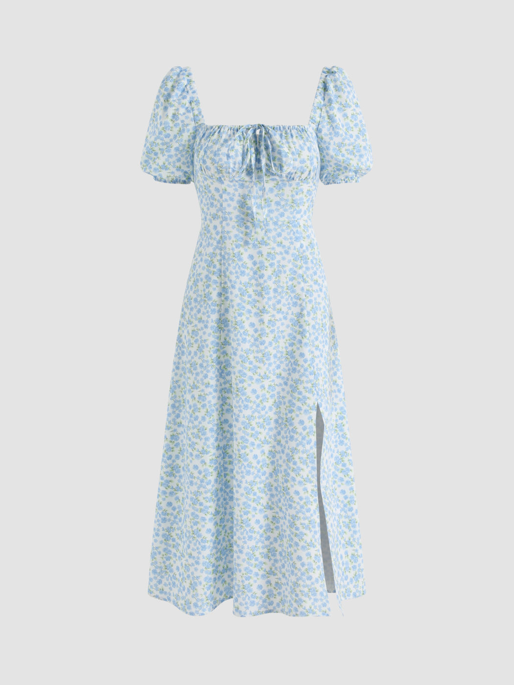 Ruths Blumenmuster Midi-Kleid mit quadratischem Halsausschnitt