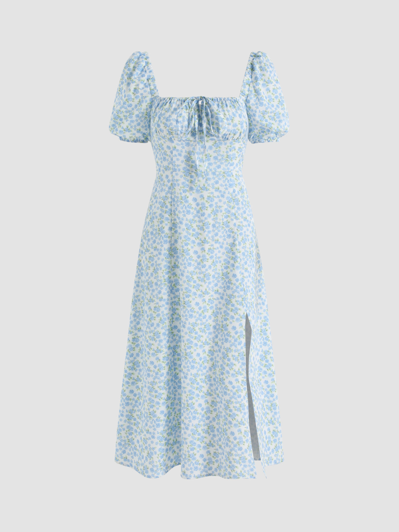 Ruths Blumenmuster Midi-Kleid mit quadratischem Halsausschnitt
