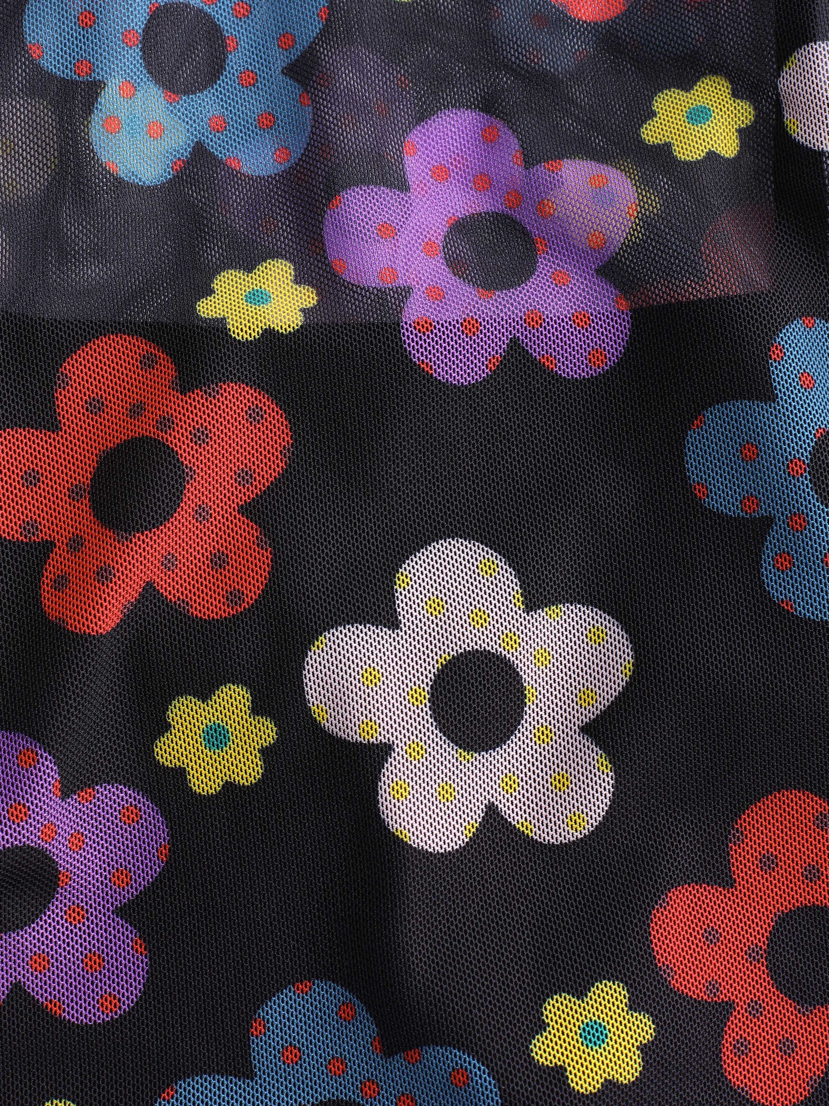 Mesh Knit Fabric Floral Mesh Crop Top For Vacation