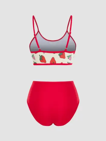 Simpatico bikini con stampa di fragole