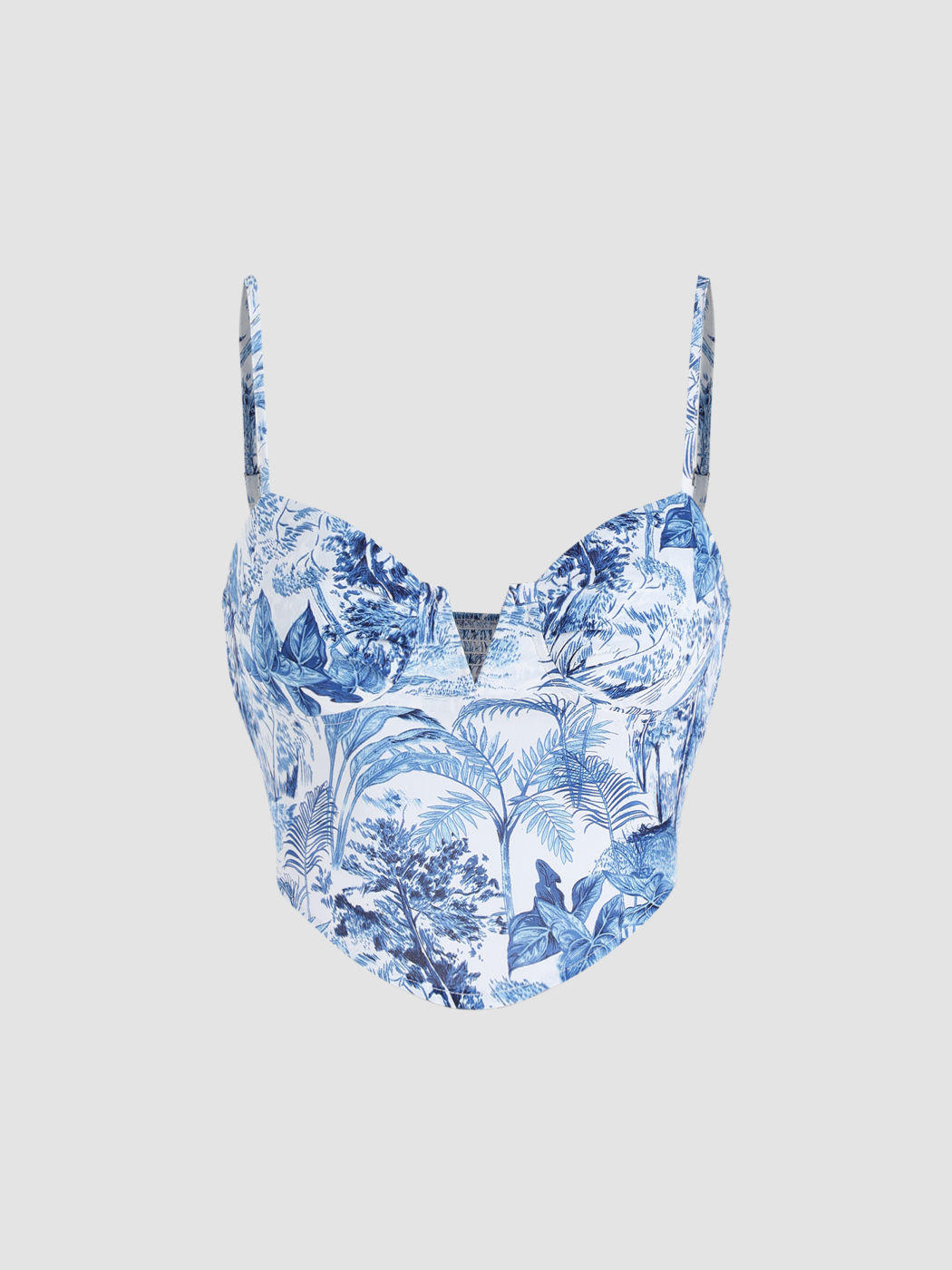 Landscape Painting Shirred Crop Cami Top