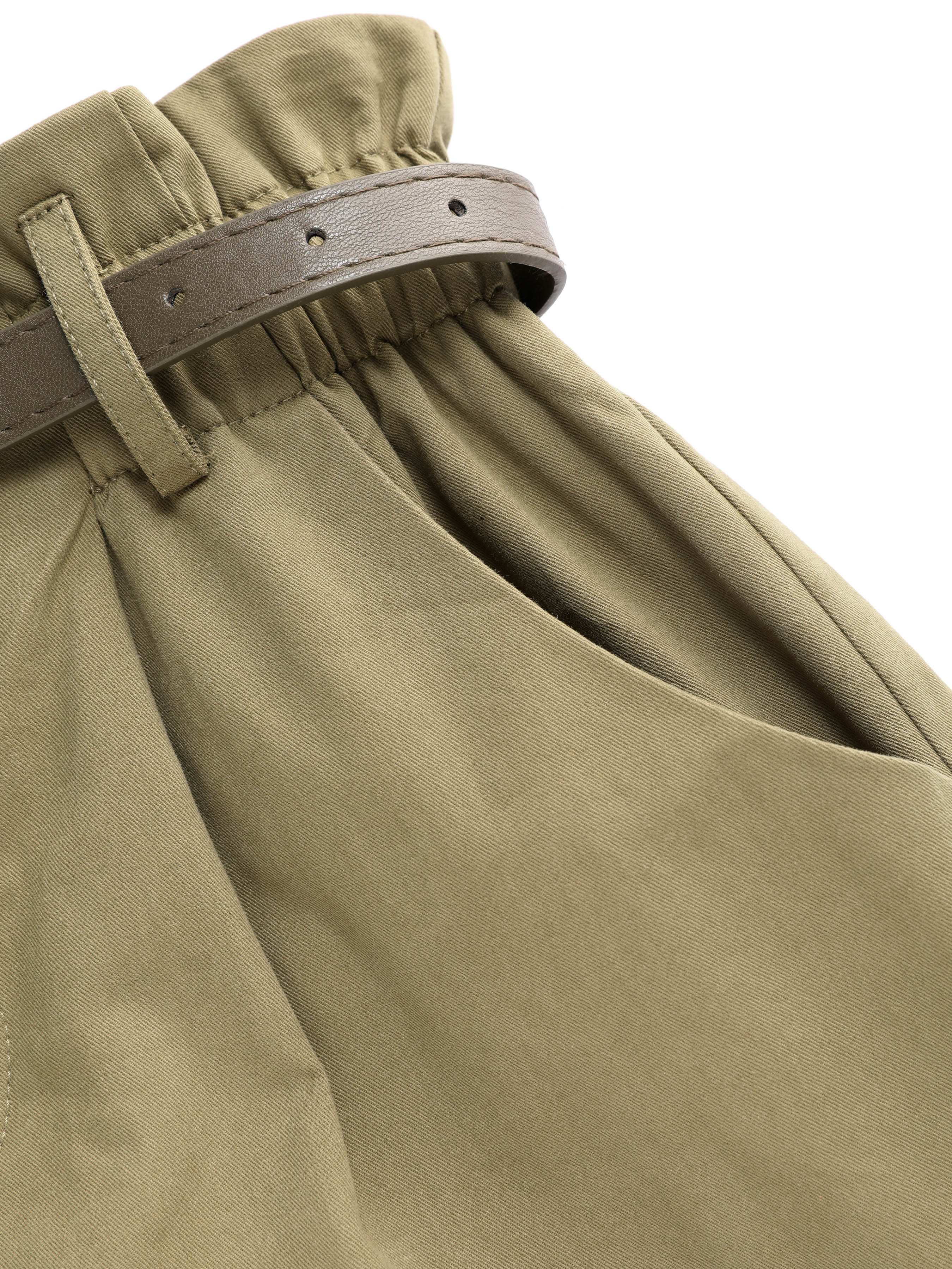 Woven Solid Mini Shorts With Belt