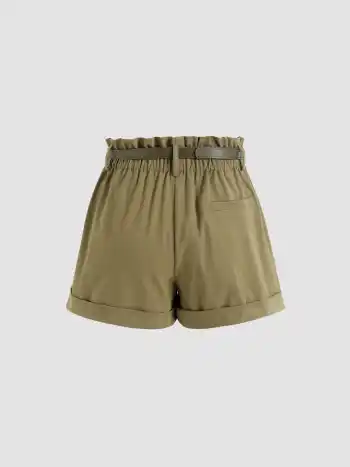 Solid Mini-Shorts mit Gürtel