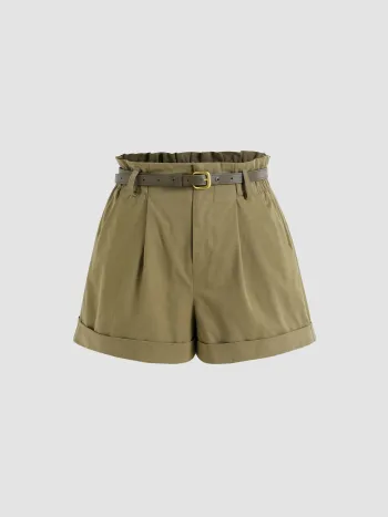 Solid Mini-Shorts mit Gürtel