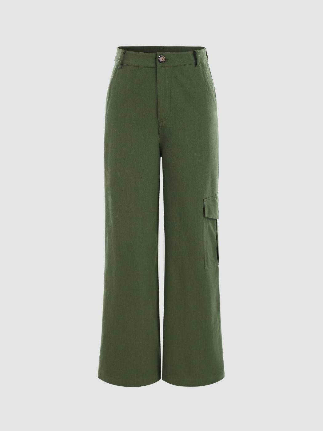 Solid Pocket Wide Leg Cargo Pants