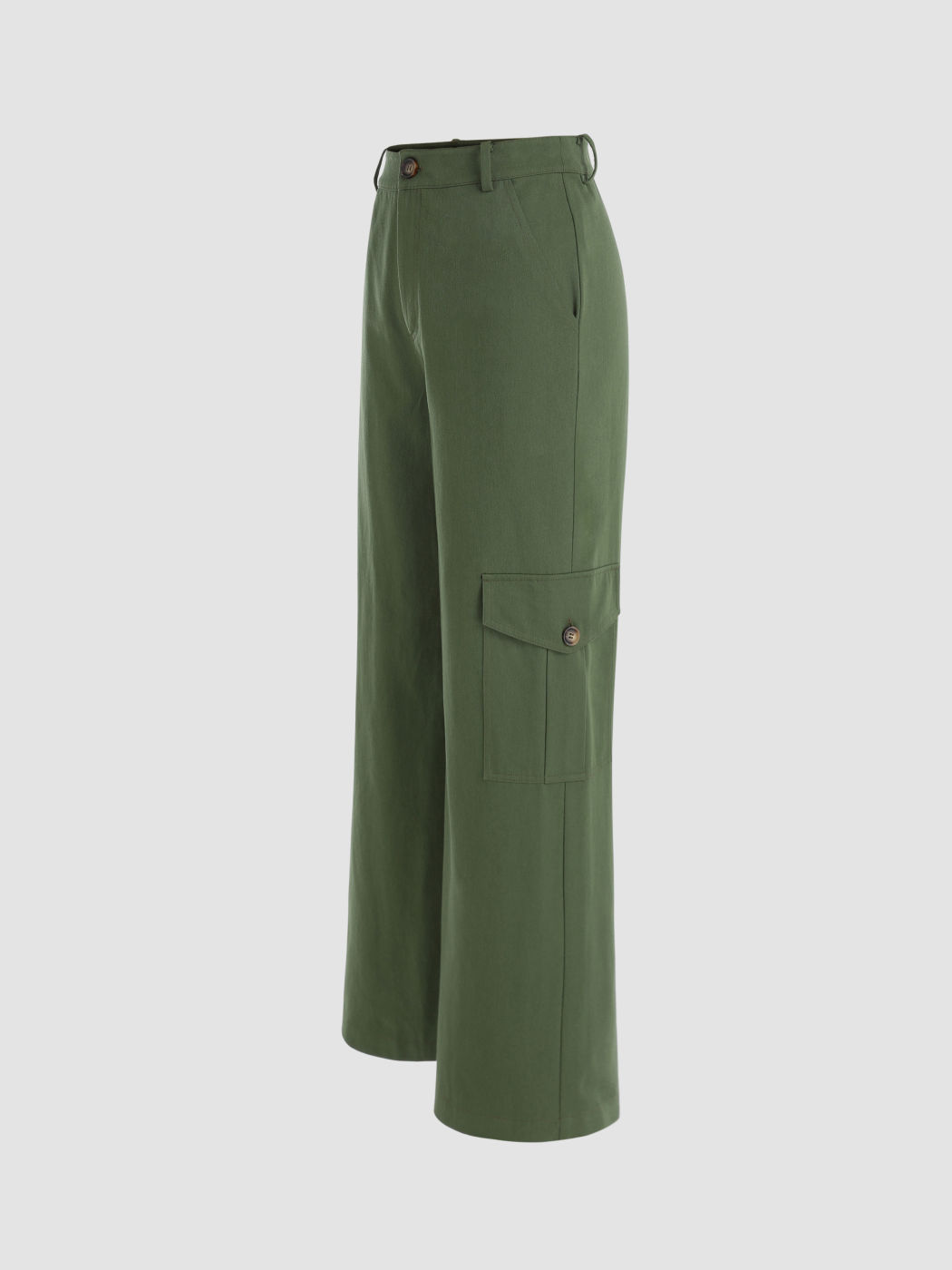 Solid Pocket Wide Leg Cargo Pants