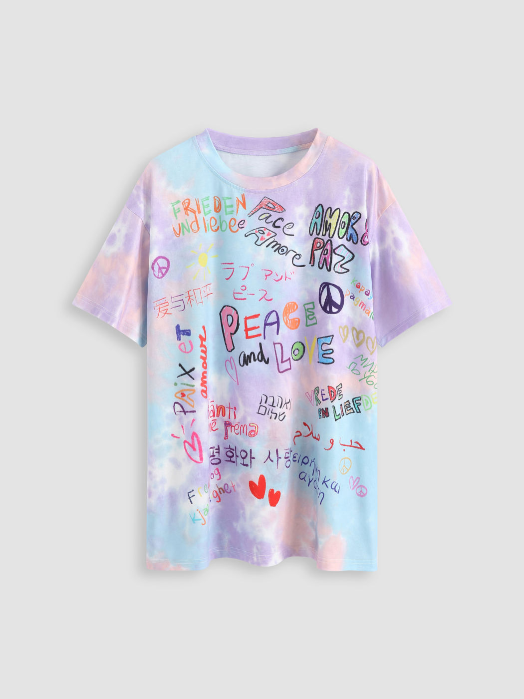 Peace And Love Tie Dye Graffiti Tee