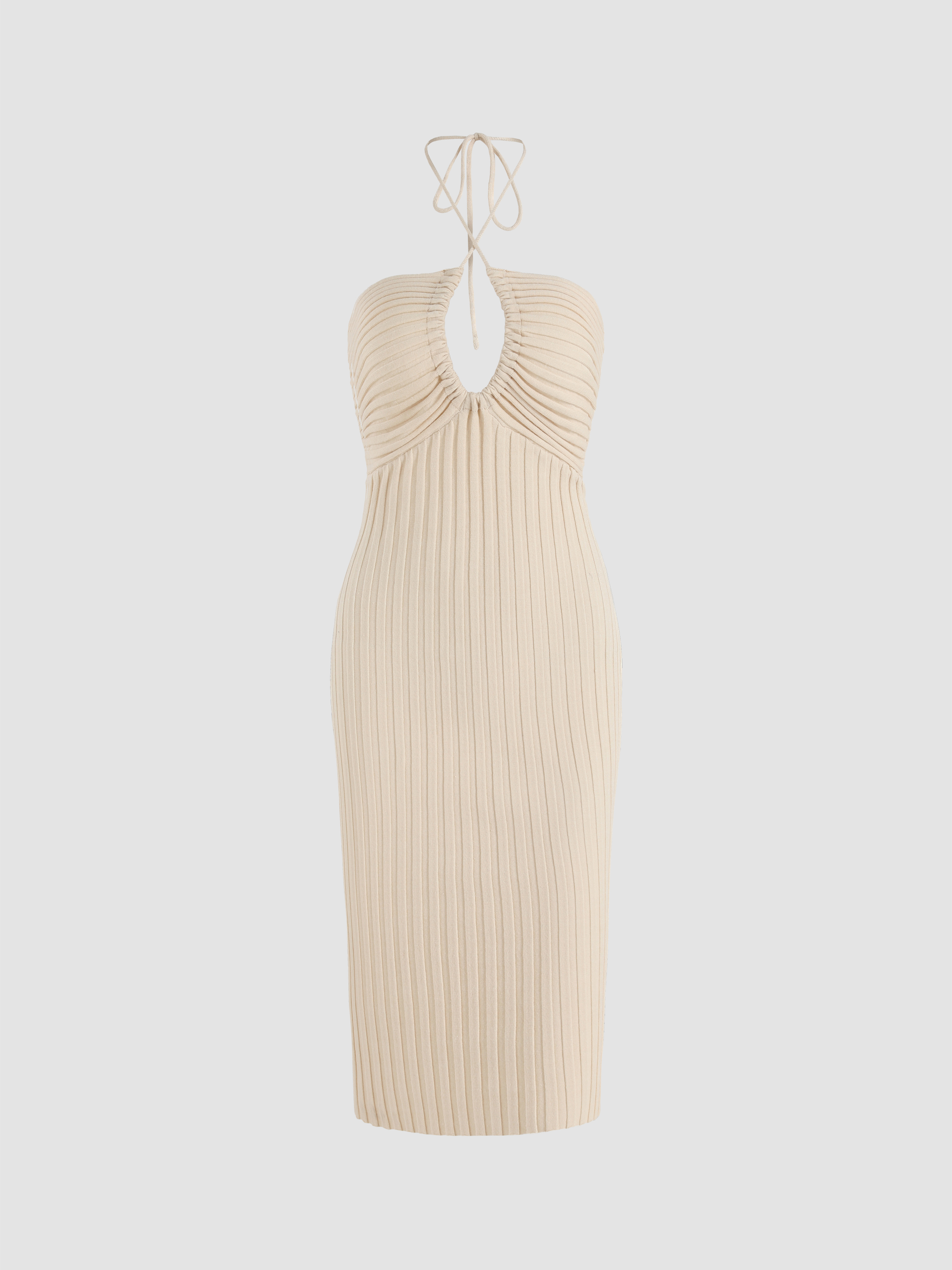 LNA CLOTHING Womens Ribbed Sleeveless Halter Short Party Body Con Dress