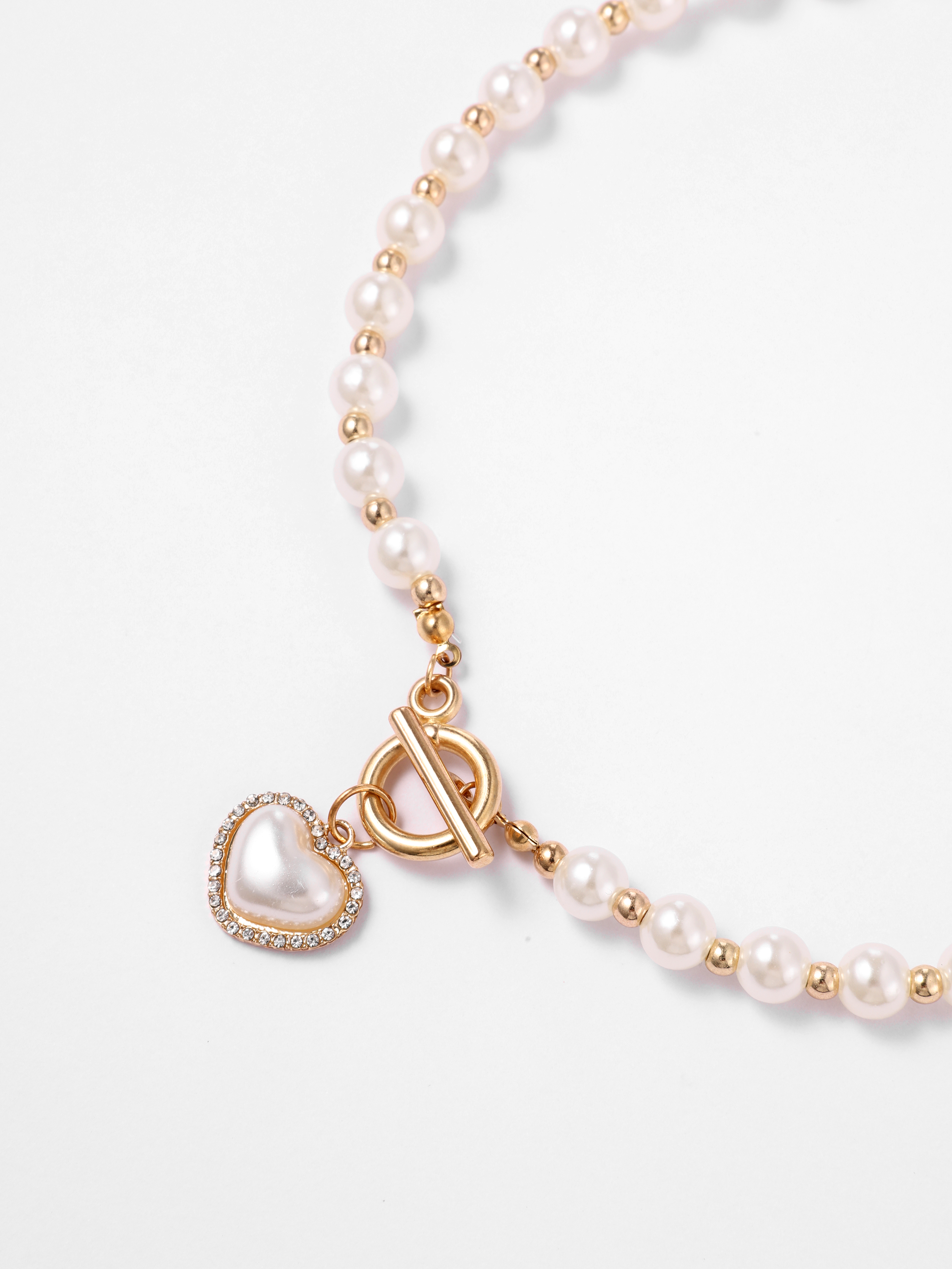 Heart Faux Pearl Necklace