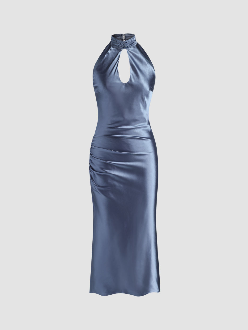 Solid Cut Out Halter Midi Dress