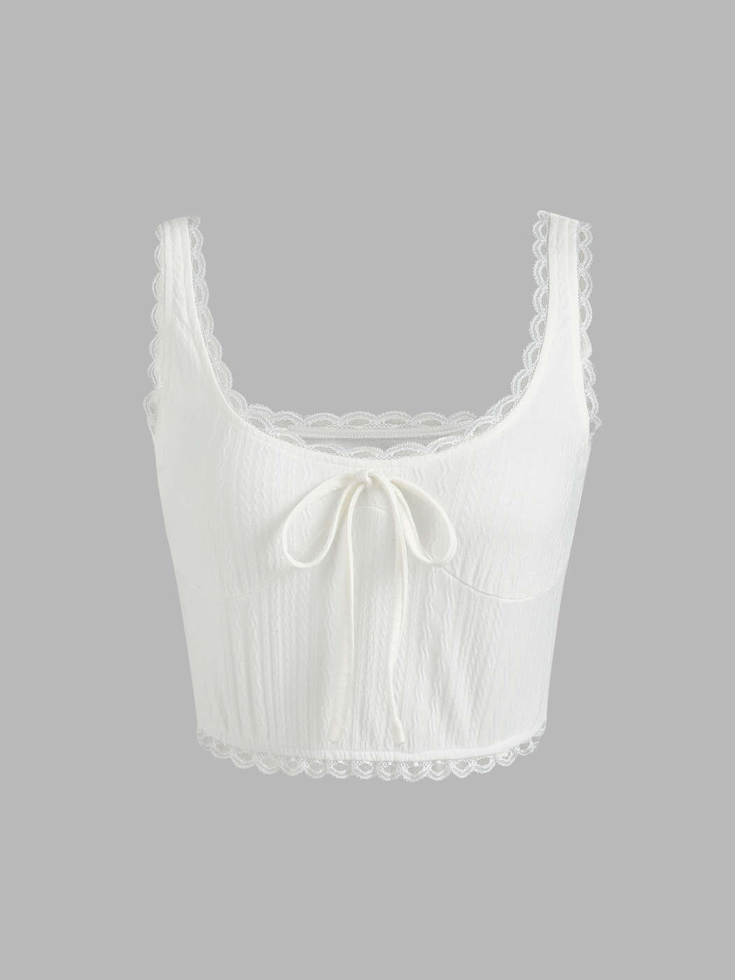 Solid Lace Trim Tank Top - Cider