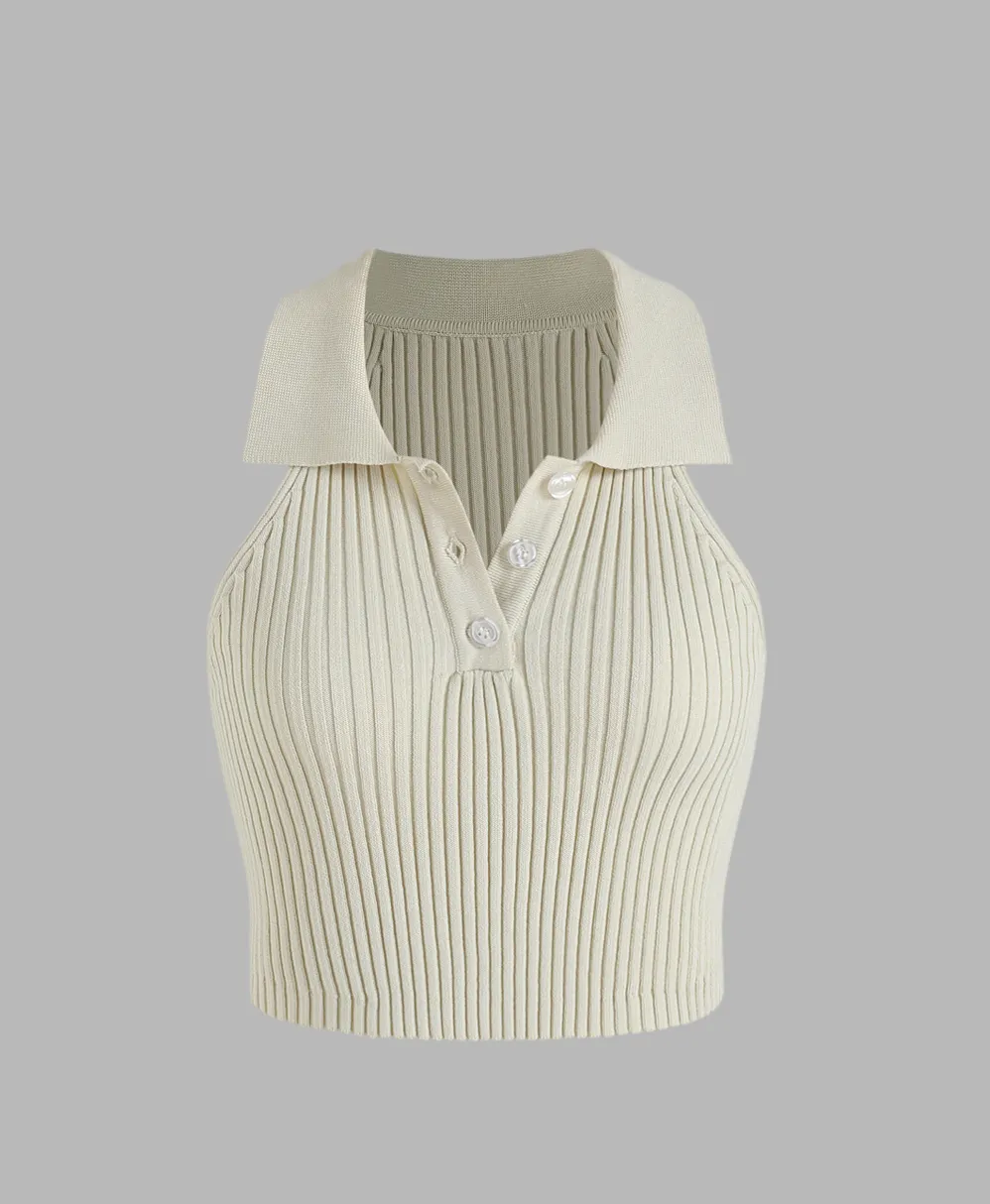 Solids Rippstrick-Polo-Tanktop