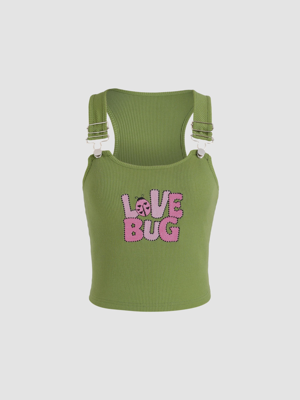 Love Bug Embroidery Rib Tank Top