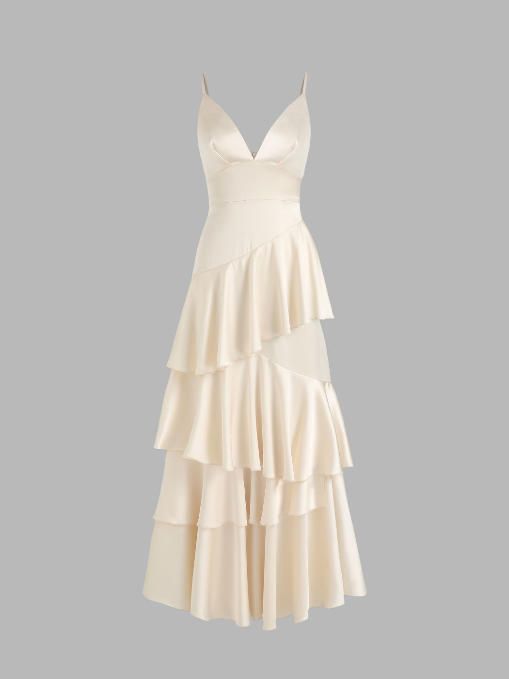 Vestido maxi formal marfil simple y elegante