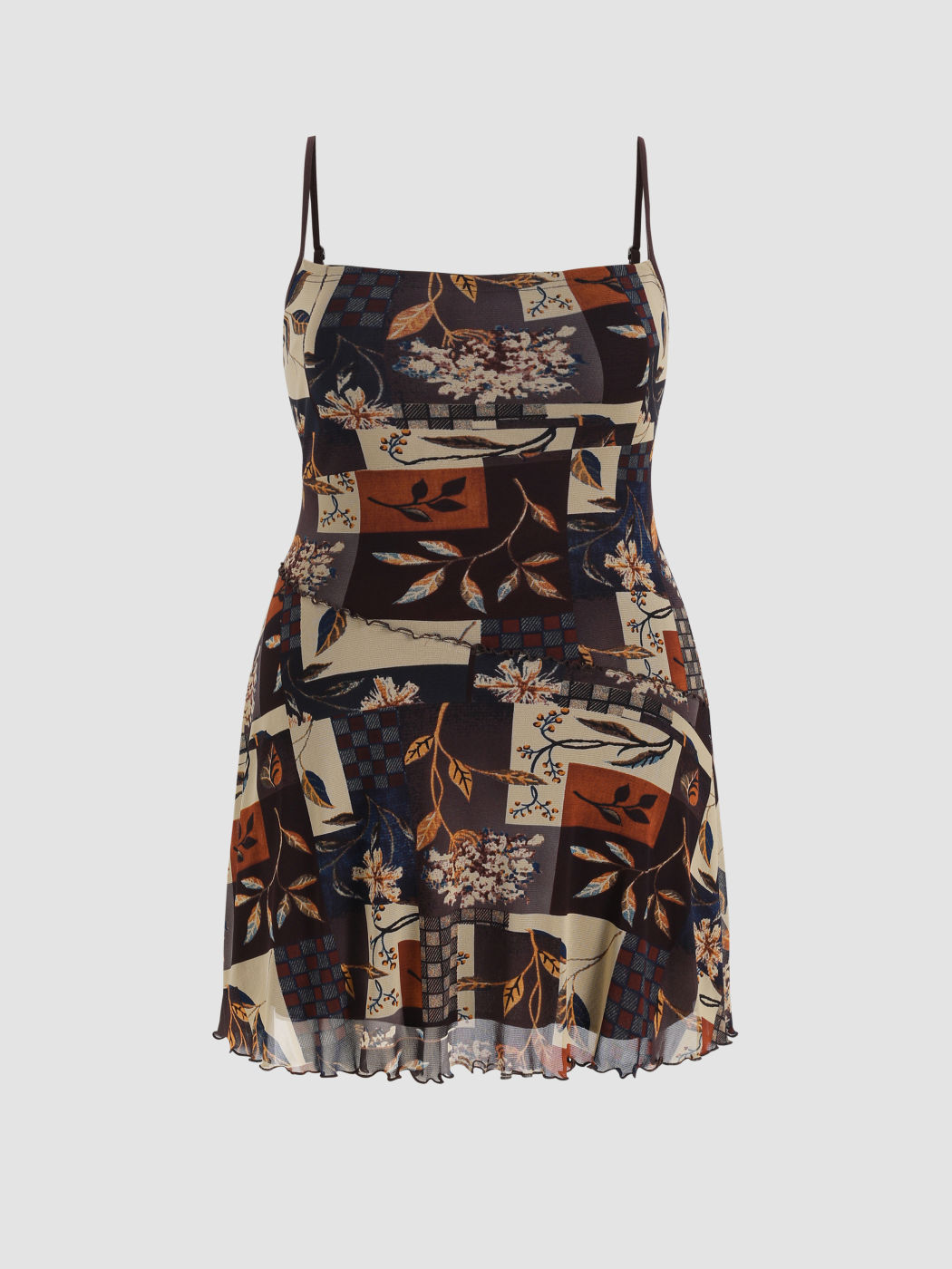 Floral & Leaf Print Mini Dress Curve & Plus
