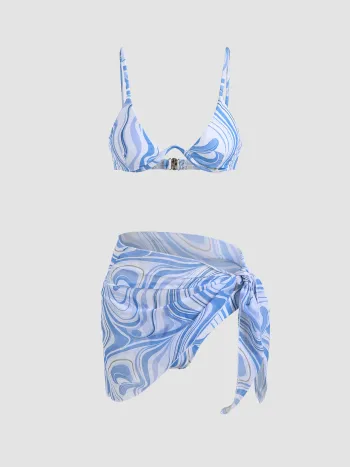 Wave-Bügel-Bikini mit Sarong