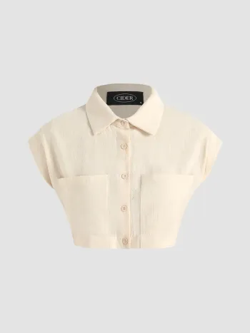 Einfarbiger Crop Top mit Tasche