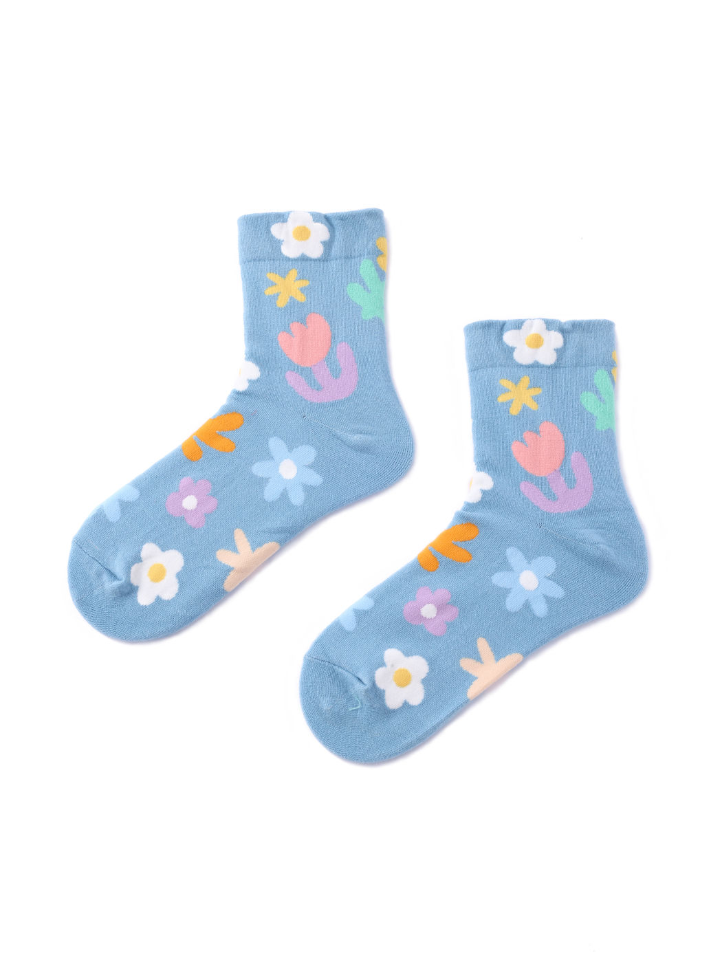 Rundhals-Socken mit Blumenmuster