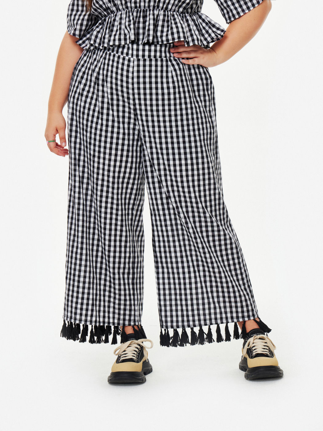 Gimme Gingham Weite Beinhosen Kurve & Plus